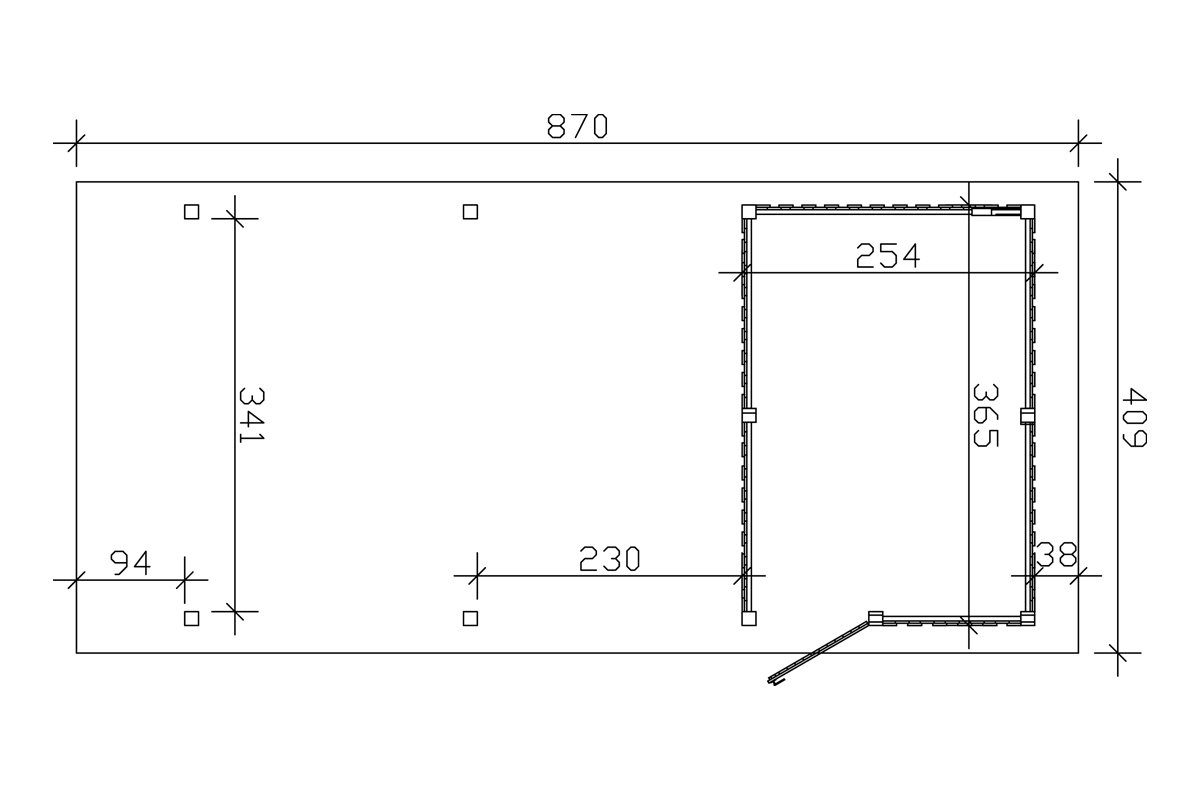 cm Wendland, Einfahrtshöhe BxT: cm, Einzelcarport weiß Skanholz 210 409x870