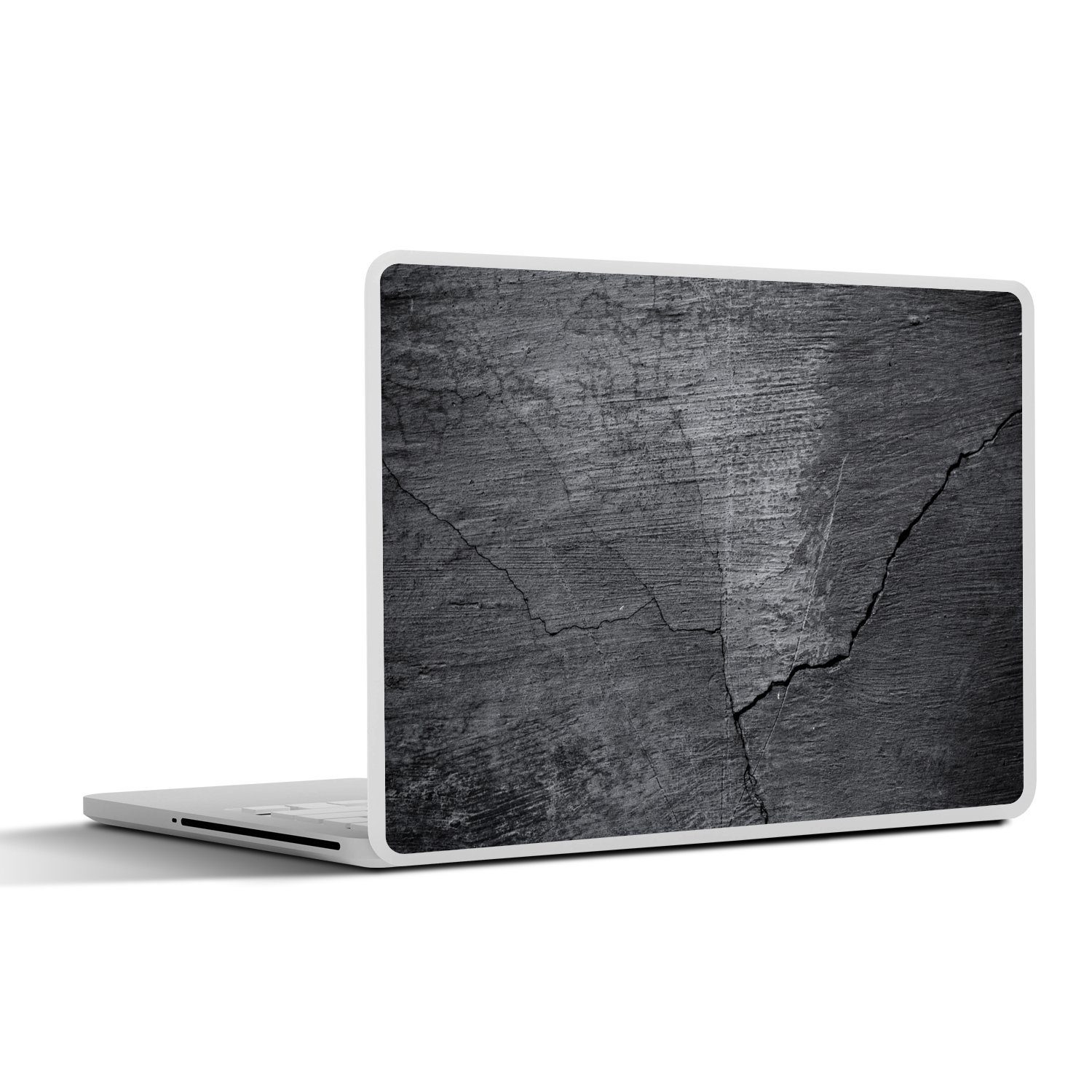 MuchoWow Laptop-Aufkleber Beton - Schwarz - Riss, (1tlg), Laptop Folien Cover, Aufkleber, Sticker, Schutz vor Kratzern, 30x21 cm