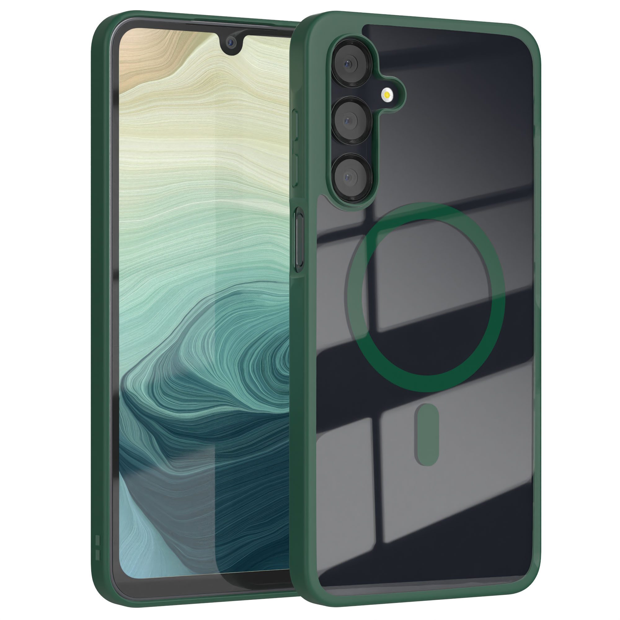 EAZY CASE Handyhülle Transparente Hülle MagSafe Samsung Galaxy A16 5G 6,7 Zoll, TPU Hülle, flexibel, Clear Case Silikonhülle anti-kratz Backcover Grün