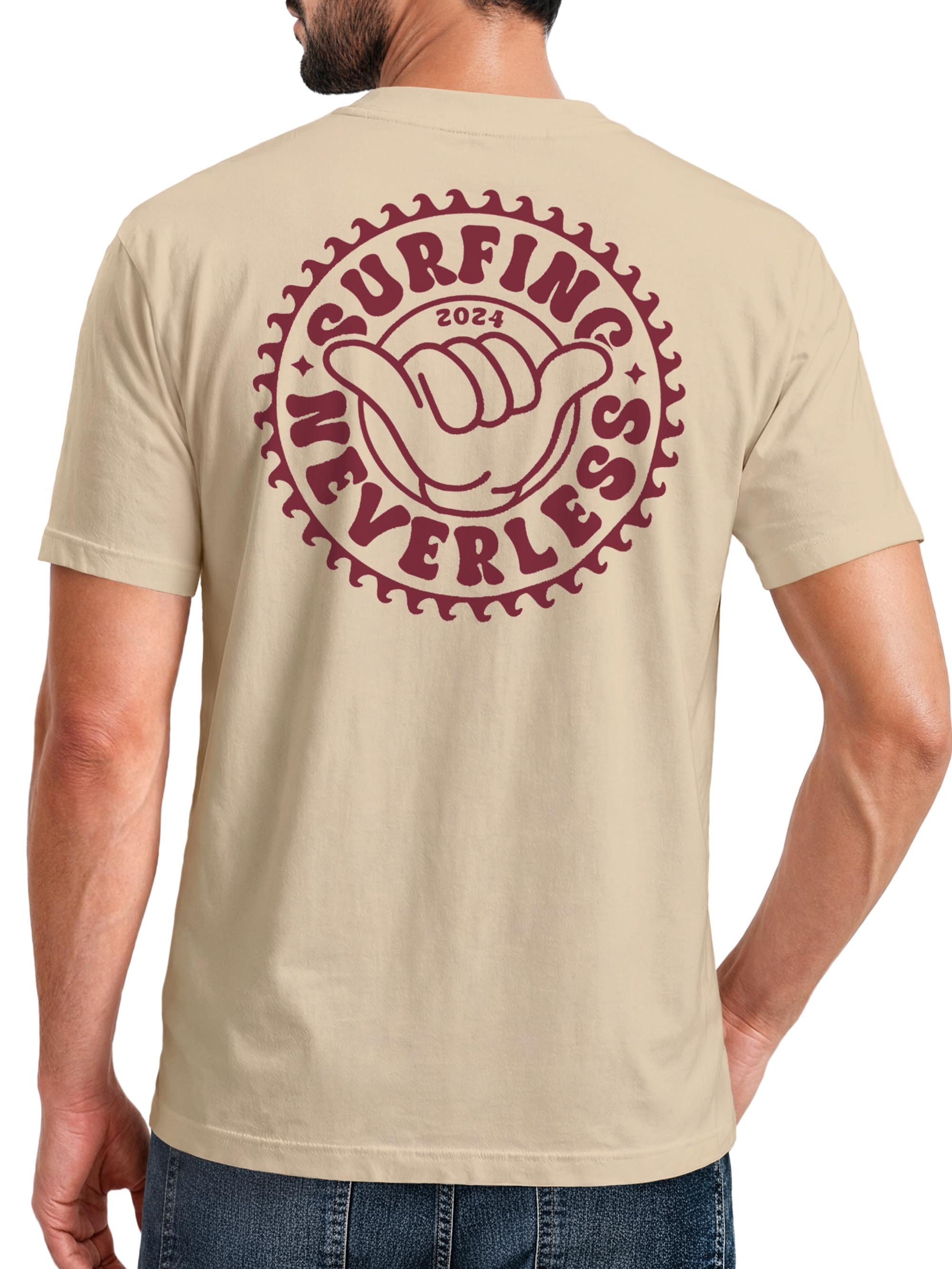 Neverless Print-Shirt Herren T-Shirt Surfing Surfer Motiv Hang Loose Sommer Sonne Wellen mit Print