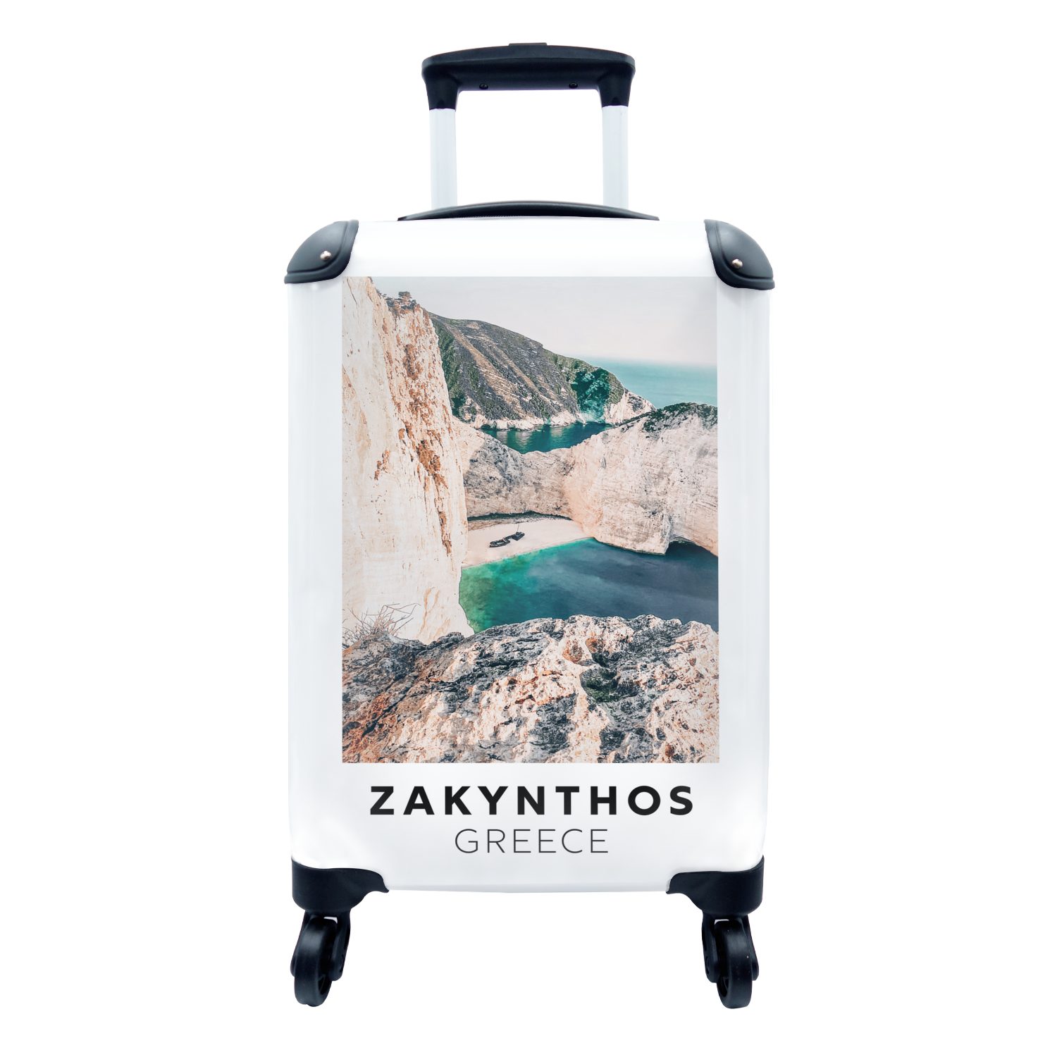 MuchoWow Handgepäckkoffer Griechenland - Insel - Natur, 4 Rollen, Reisetasche mit rollen, Handgepäck für Ferien, Trolley, Reisekoffer