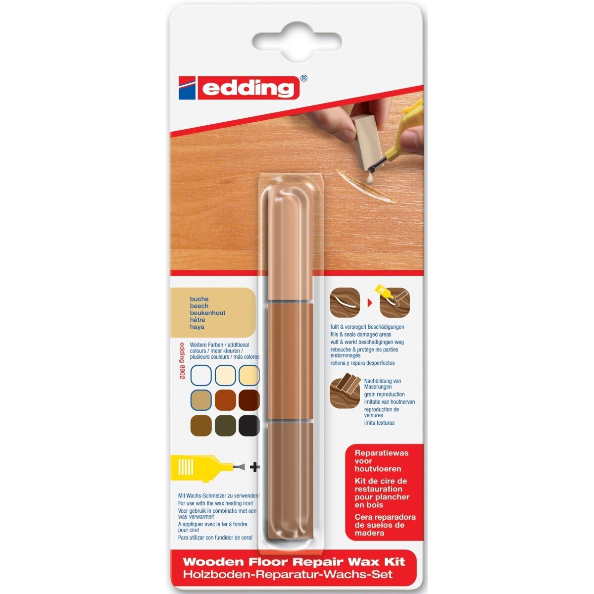 edding Bastelfilz Holzboden-Reparaturwachs edding 8902 Blisterverpackung buche