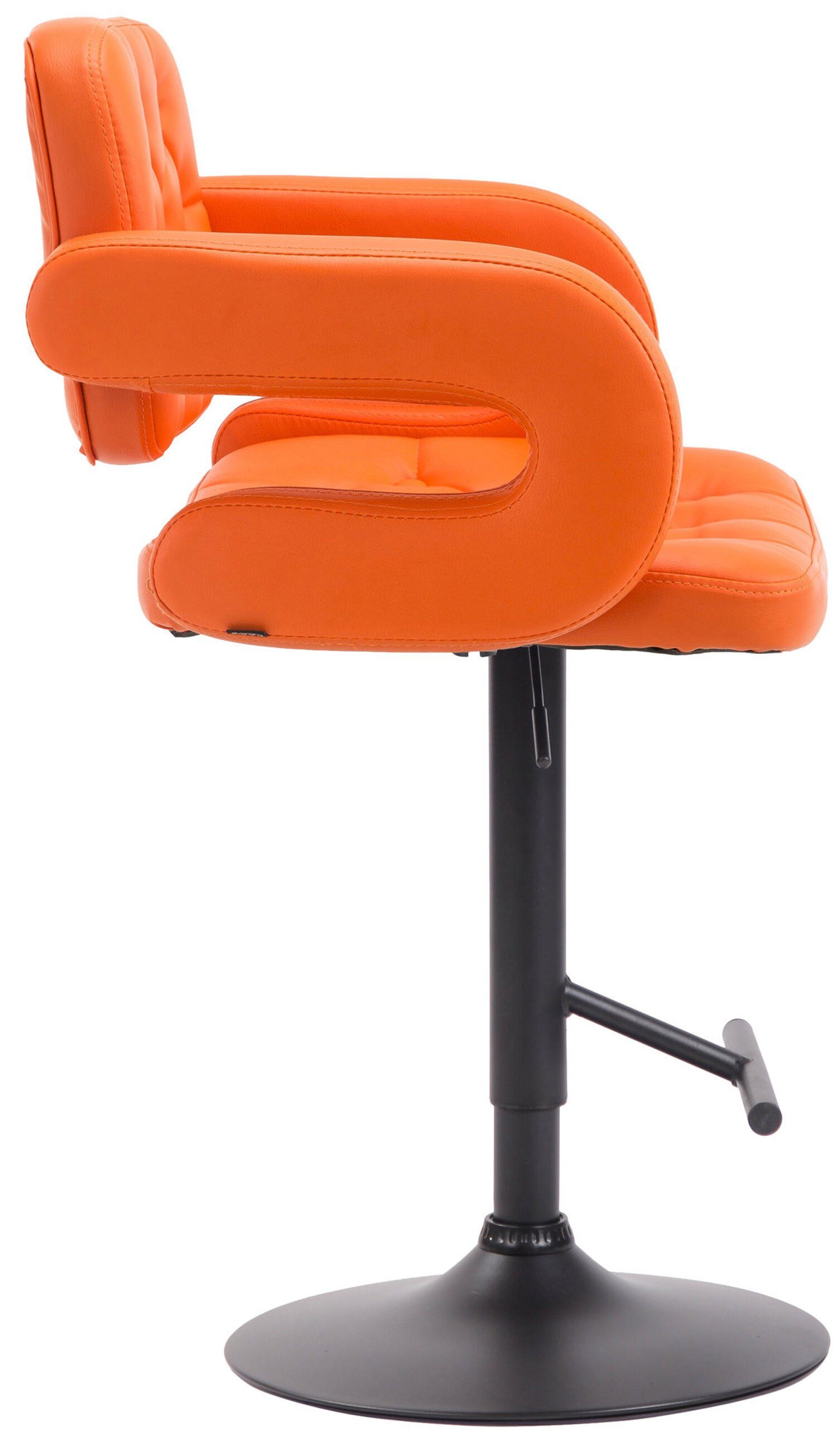 360° Barhocker - drehbar TPFLiving Hocker Metall Kunstleder Rückenlehne Küche), Orange und Dublin Sitzfläche: schwarz Theke (mit - Fußstütze - Gestell & bequemer für