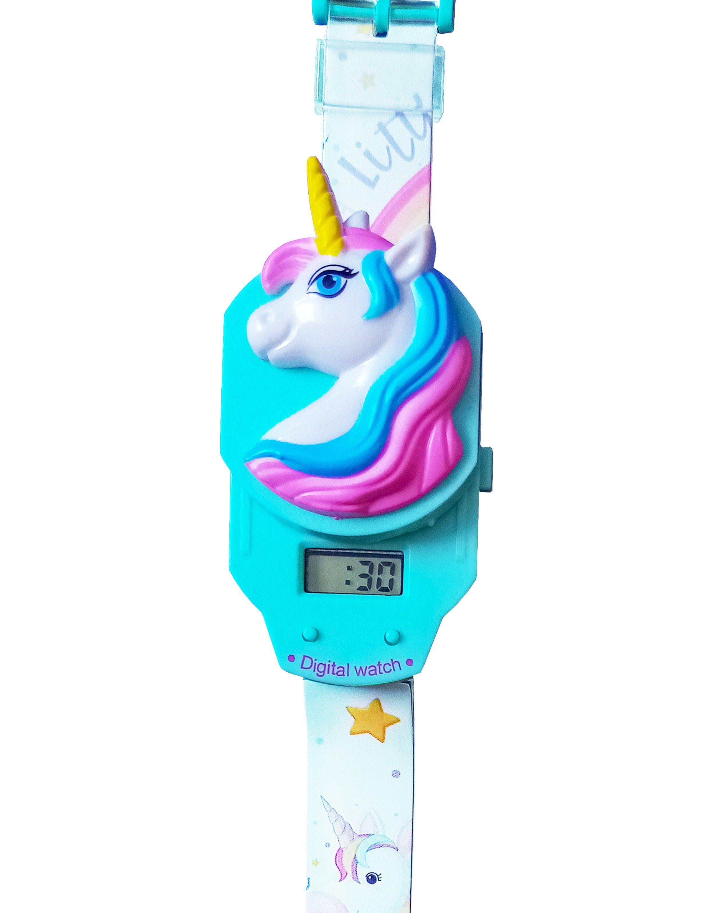 Toi-Toys Quarzuhr Einhorn KINDERUHR Digital Armbanduhr Uhr Watch 13 (Einhorn Kopf), Geschenk Mädchen Kinder