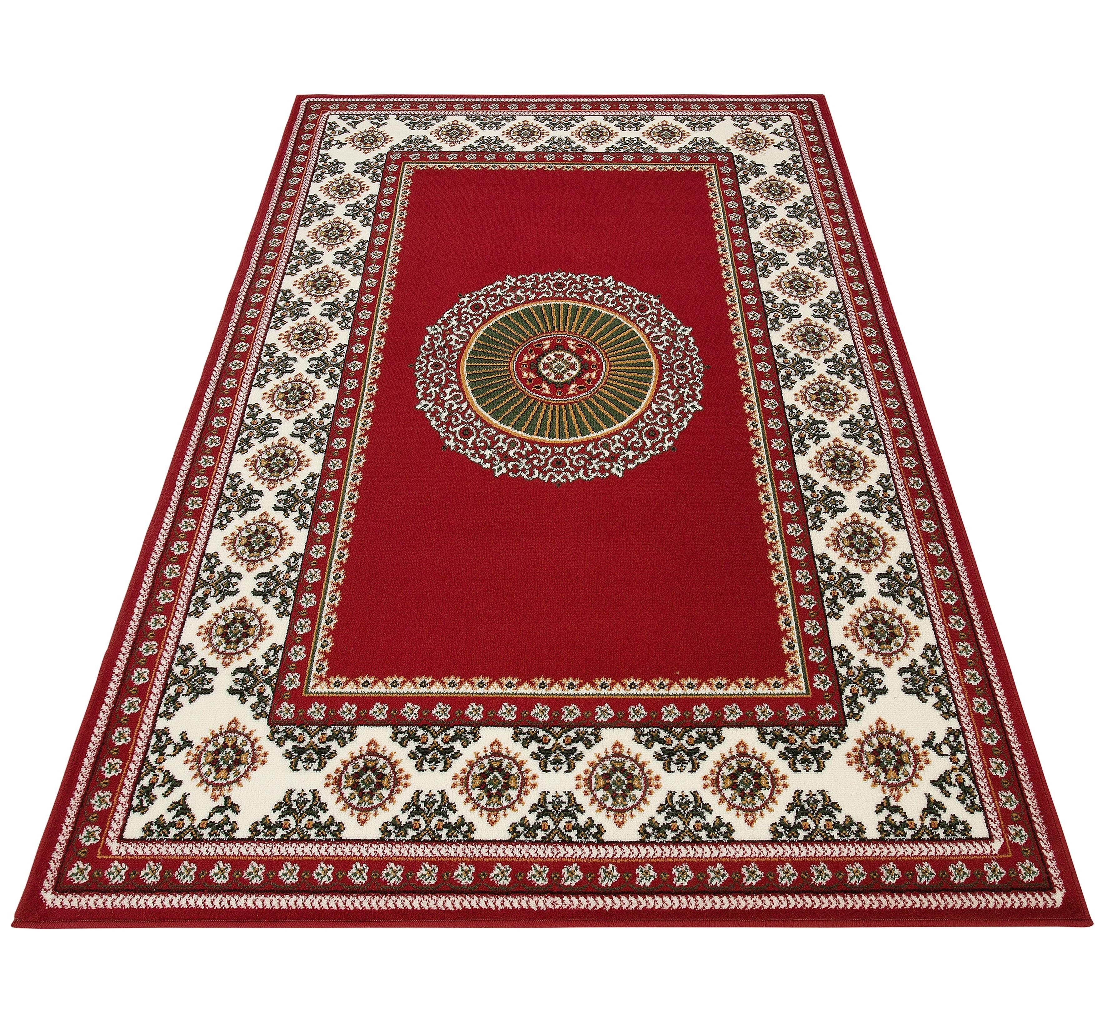 Teppich Shari, Home affaire, rechteckig, Höhe: 7 mm, Orient-Optik, mit Bordüre, Teppich, Kurzflor, Weich, Pflegeleicht rot