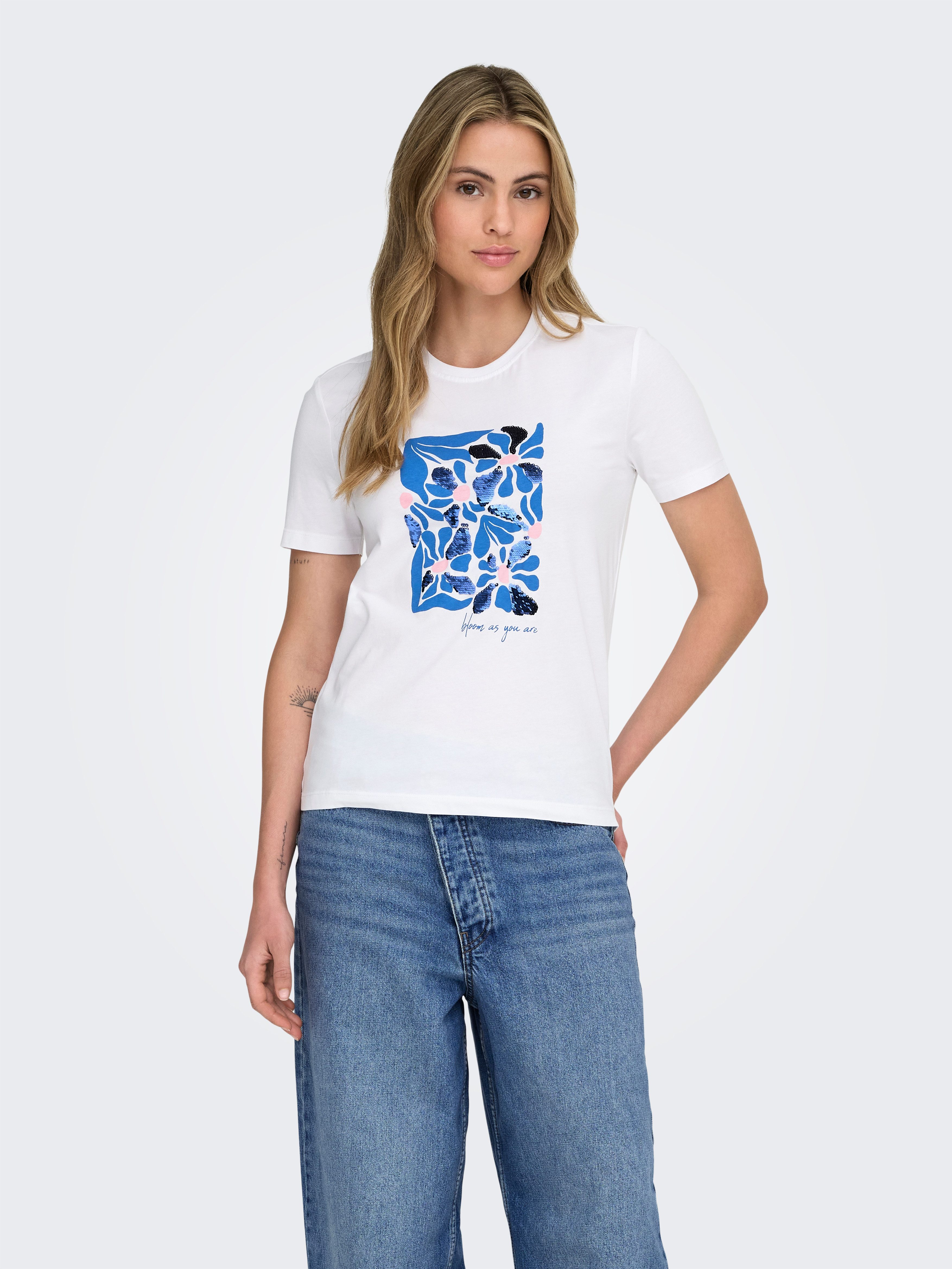 ONLY Kurzarmshirt ONLKITA REG S/S PRINT TOP NOOS günstig online kaufen