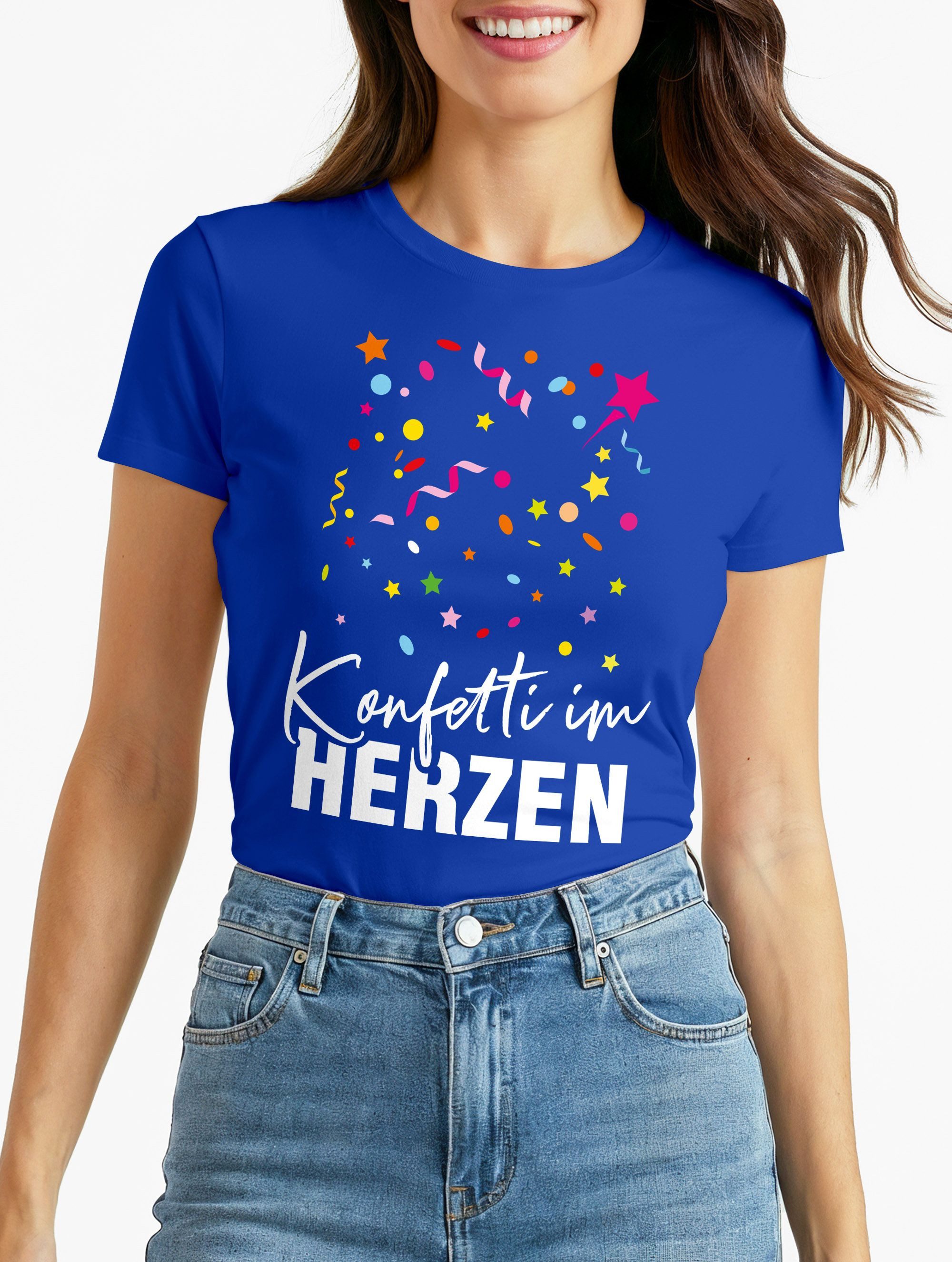 MoonWorks Print-Shirt Damen T-Shirt Fasching Karneval Konfetti im Herzen Ko günstig online kaufen