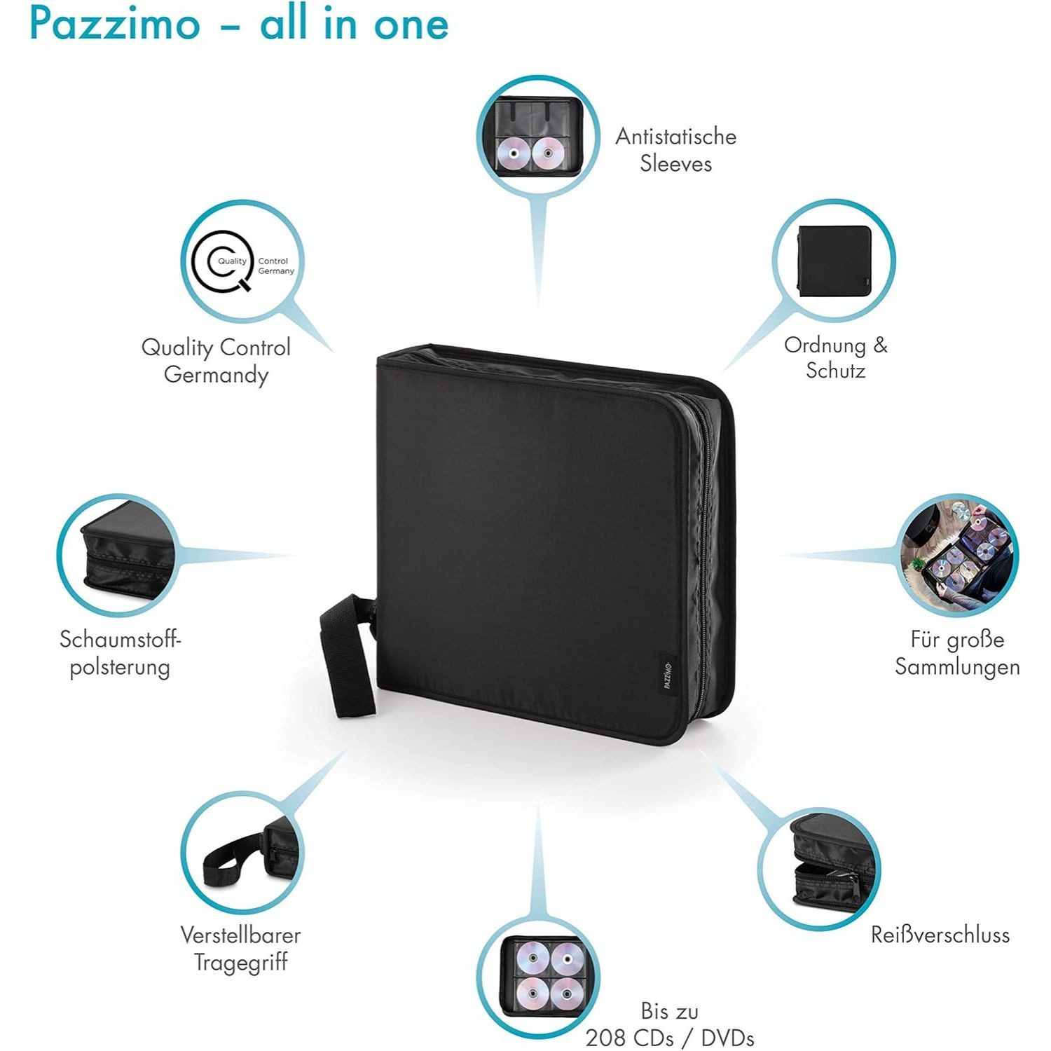 Hama CD-Hülle 208er CD-Tasche Wallet Aufbewahrung Schwarz, für 208x CD DVD Blu-Ray Disc Sleeves Case Hülle Schutzhülle Antistatik – Bild 4 von 5