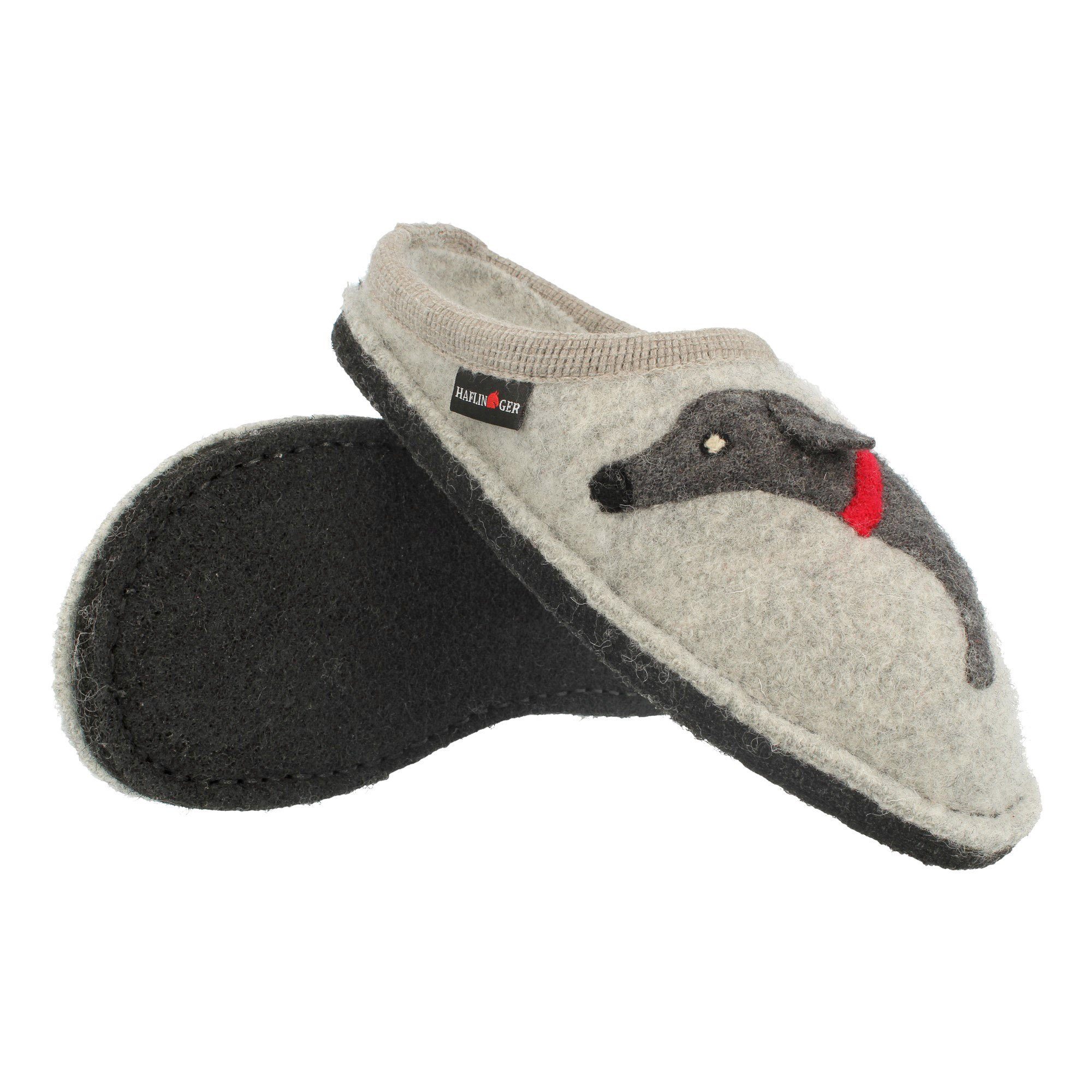 Haflinger Flair Dackel Pantoffeln aus gewalkter Wolle Hundemotiv Unisex Hausschuh – Bild 2 von 5