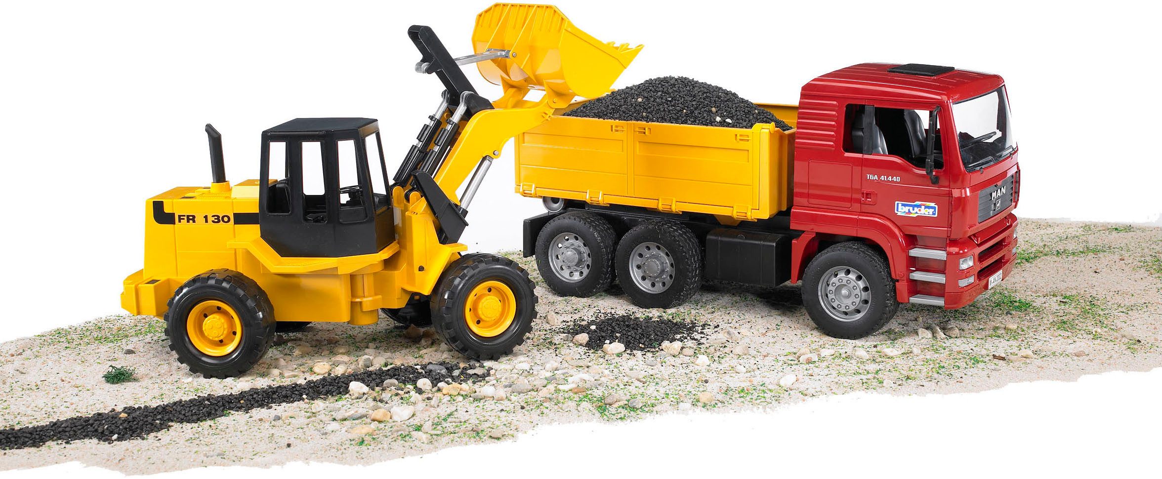 Bruder® Spielzeug-Kipper MAN TGA Kipp-LKW 40 cm mit Gelenkradlader FR130 40c (02752), Made in Europe