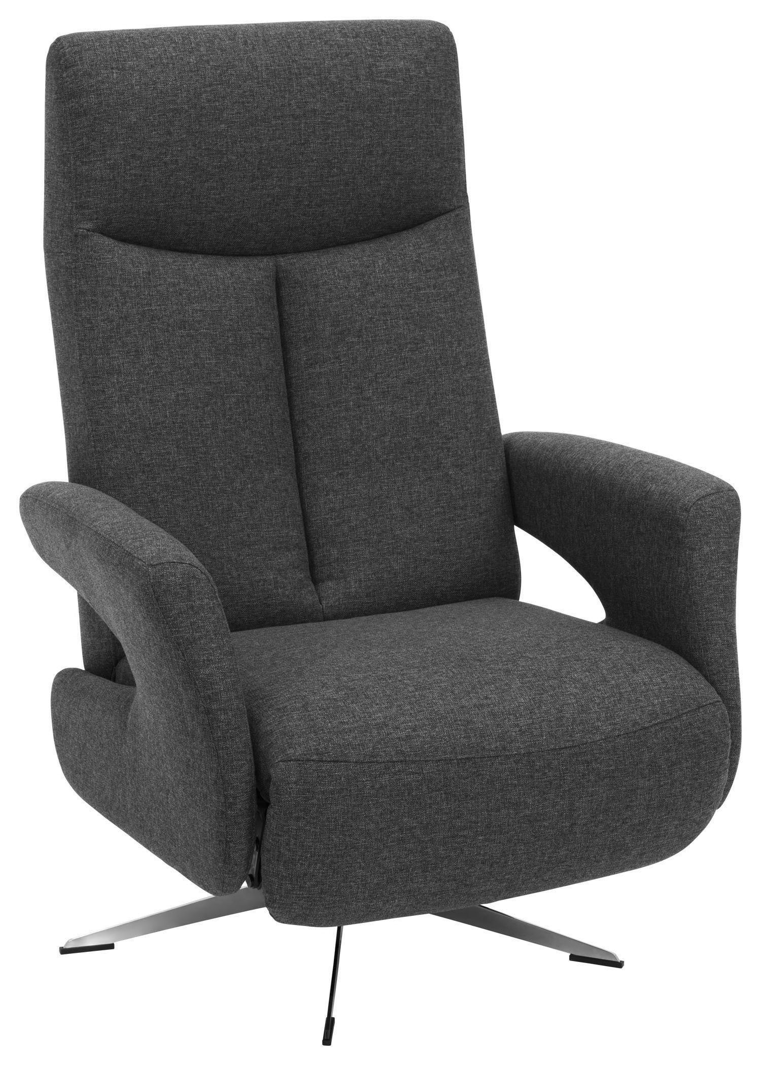 Hjort Knudsen Relaxsessel CASTOR, Anthrazit, Webstoff, 360 Grad drehbar, integrierte Fußstütze