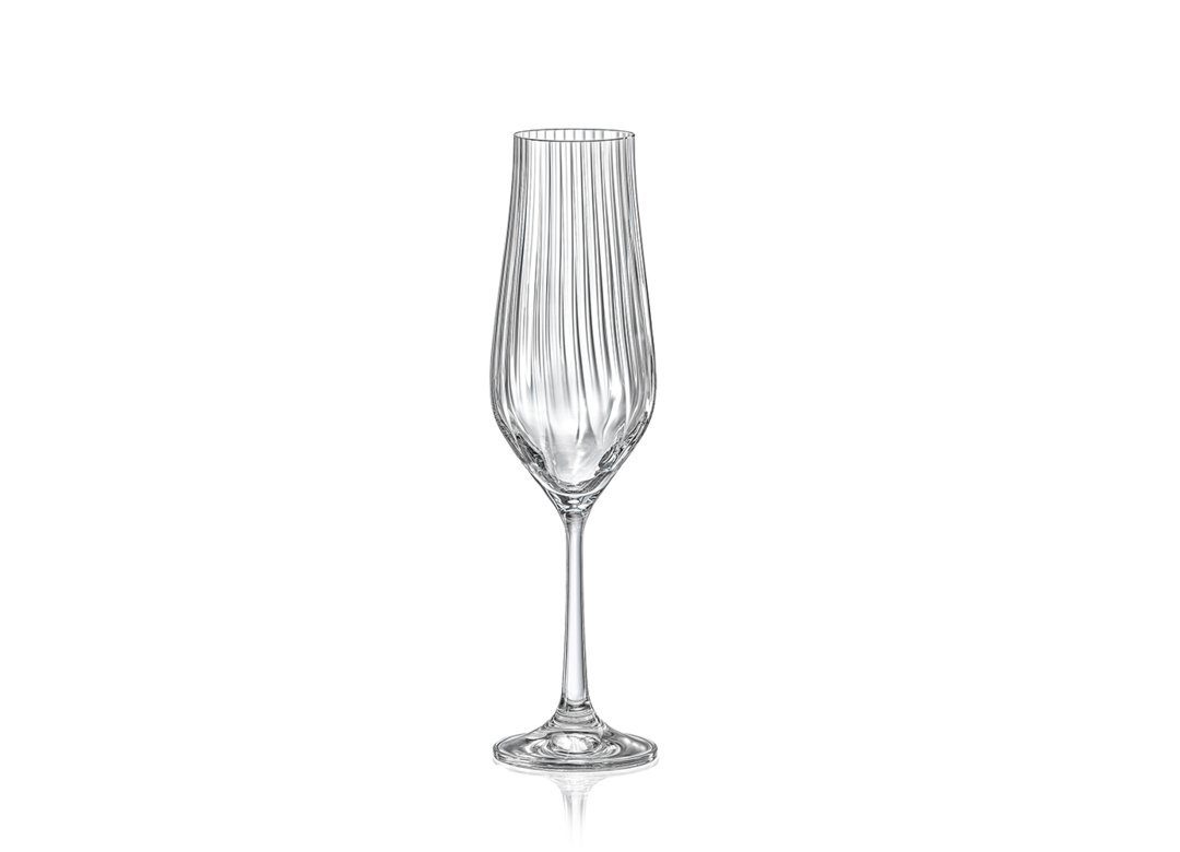 Crystalex Sektglas Tulipa Optic 170 ml 6er Set, Kristallglas, Kristallglas, geriffelt