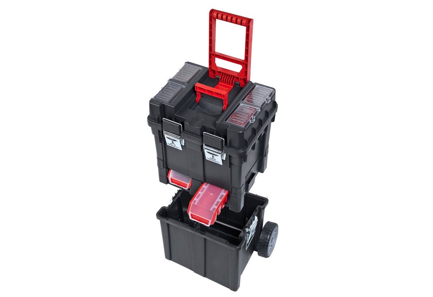 Thumbnail - PROREGAL® Werkzeugkoffer WerkzeugkofferTrolley Plus auf Rollen, HxBxT71,2x49,5x35cm, SchwarzRot