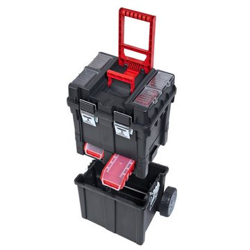 PROREGAL® Werkzeugkoffer WerkzeugkofferTrolley Plus auf Rollen, HxBxT71,2x49,5x35cm, SchwarzRot