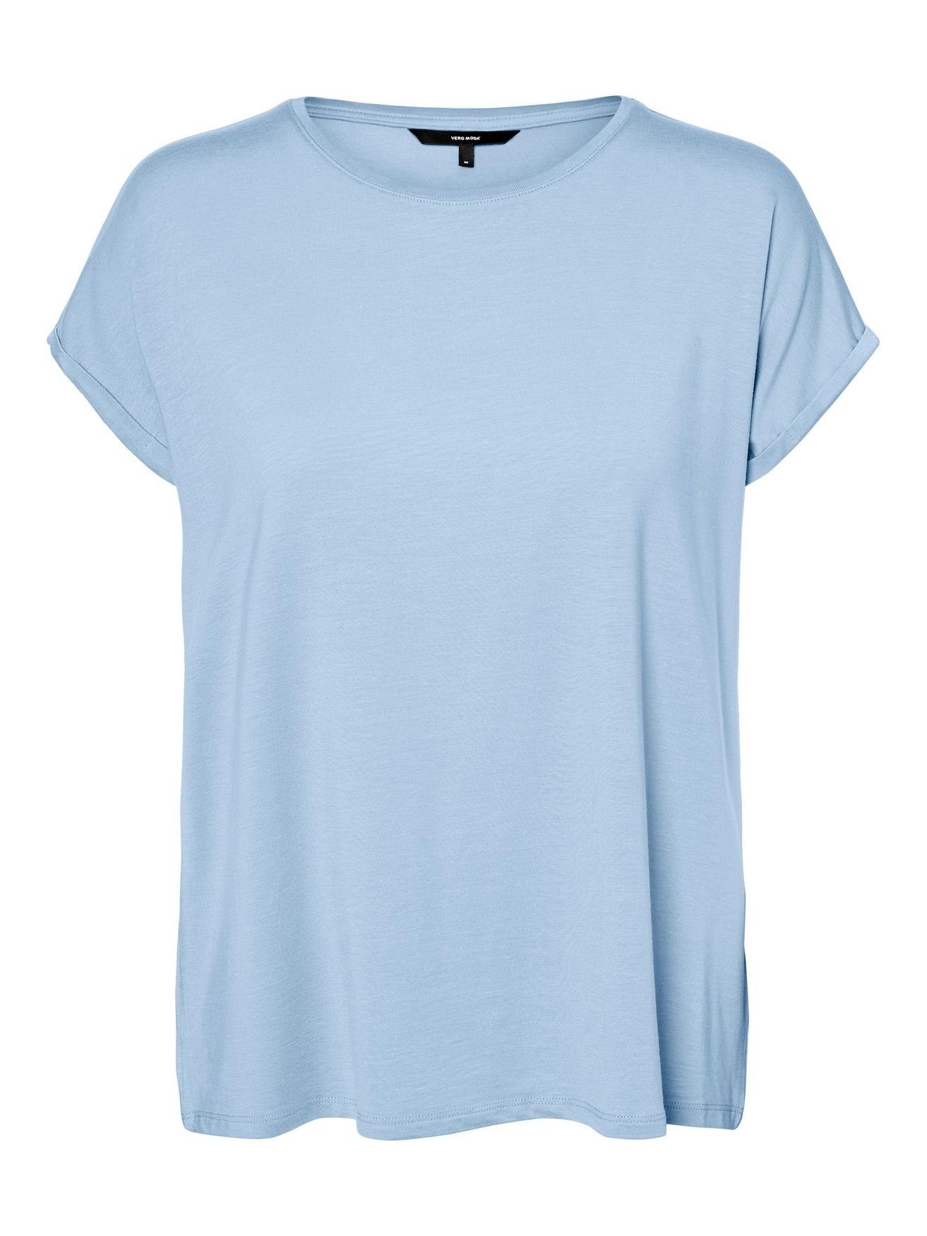 4078 in VMAVA (1-tlg) Einfarbiges Rundhals T-Shirt Vero Blau-3 T-Shirt Basic Moda