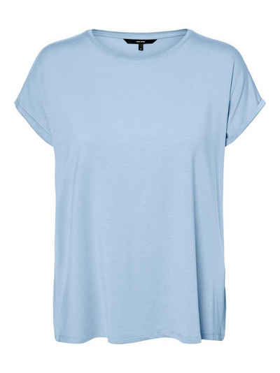 Vero Moda T-Shirt Einfarbiges Rundhals Basic T-Shirt VMAVA (1-tlg) 4078 in Blau-3