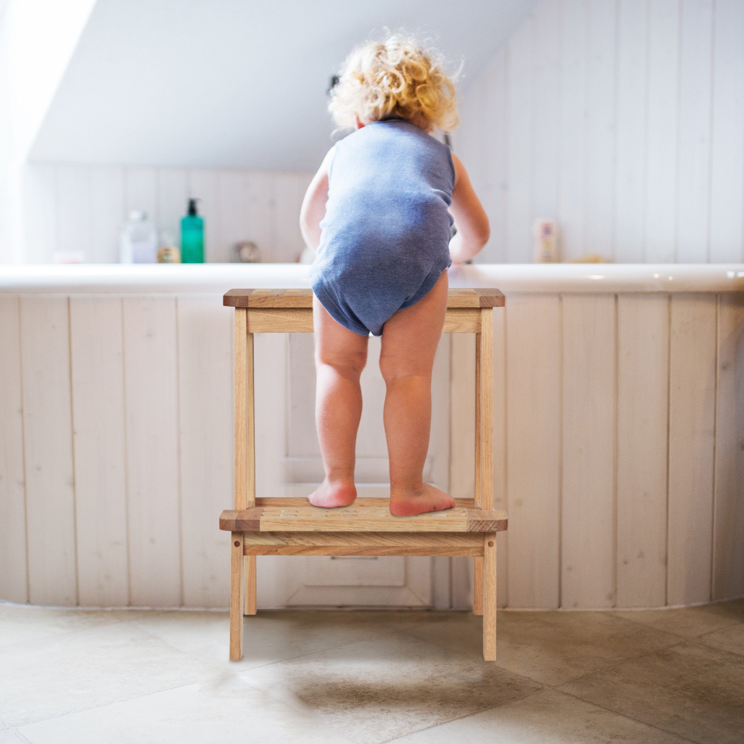 relaxdays Tritthocker aus Walnussholz