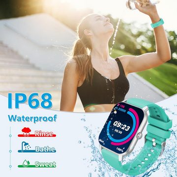 Csasan Damen's und Herren's Telefonfunktion IP68 Wasserdicht Fitness-Tracker Smartwatch (1,85 Zoll, Android/iOS), mit Puls-Schlaf-Monitor Schrittzähler Bluetooth Anrufe, 112+Sportmodi