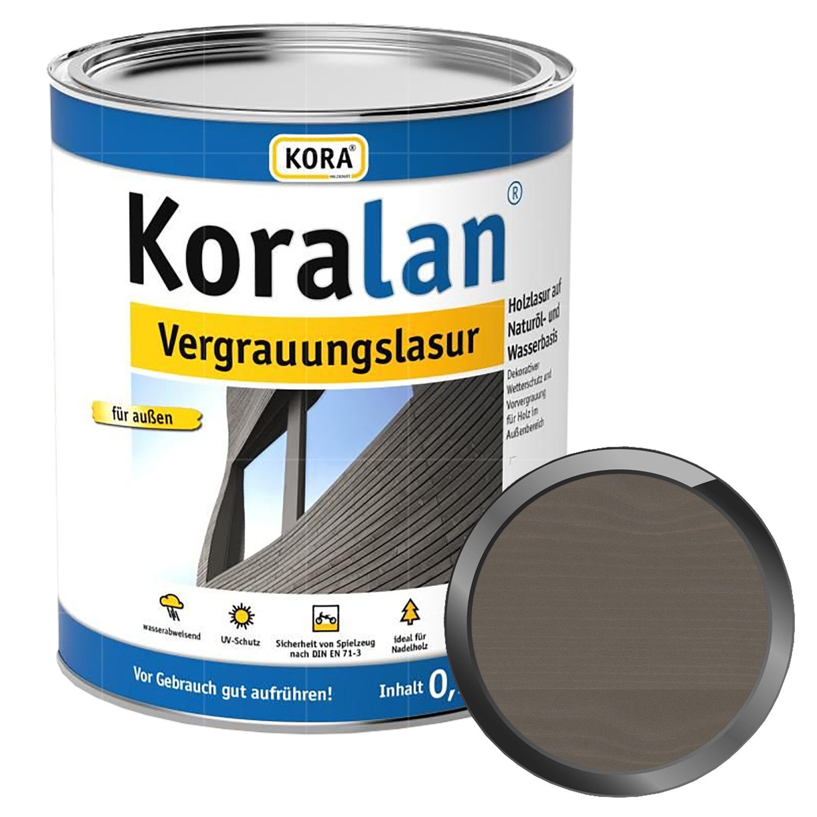 KORA Holzschutzlasur Koralan Vergrauungslasur - 0.75 Ltr