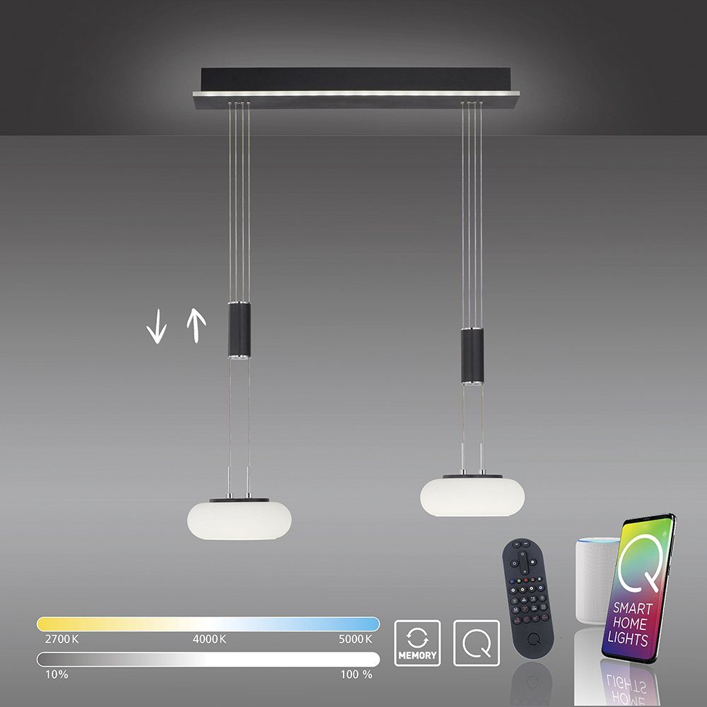 Paul Neuhaus Smarte LED-Leuchte LED Pendellampe Q ETIENNE Smart Home, Smart Home, CCT-Farbtemperaturregelung, RGB-Farbwechsel, Dimmfunktion, Memoryfunktion, mit Leuchtmittel, dimmbar Fernbedienung höhenverstellbar CCT Pendel