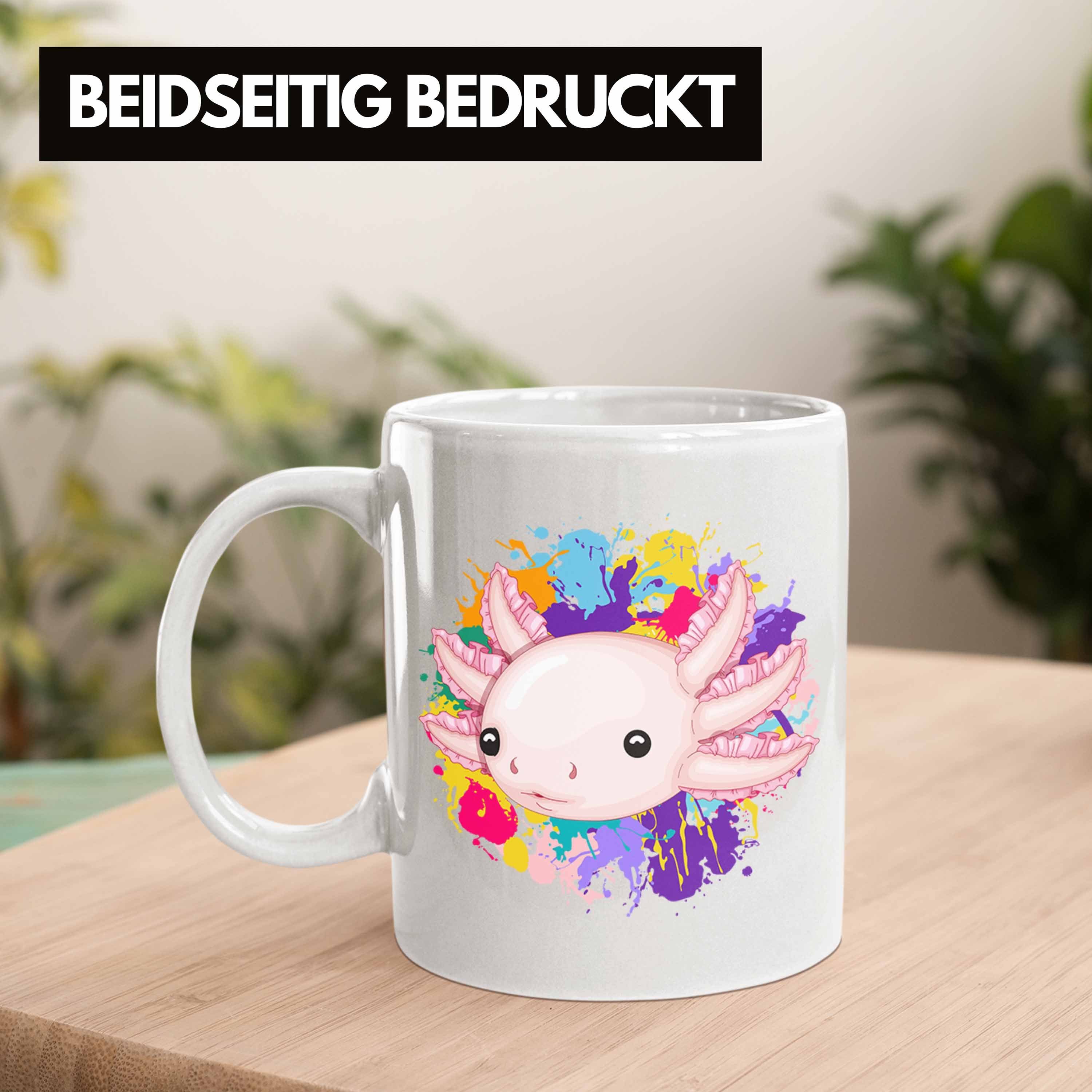 Trendation Tasse Axolotl Tasse Geschenk Geschenkidee Weiss Schwanzlurch Gamer Schwanz-Lur für