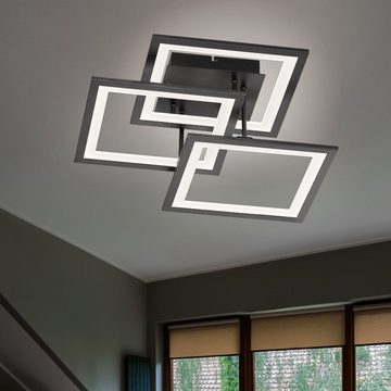 WOFI LED Deckenleuchte, LED-Leuchtmittel fest verbaut, Warmweiß, LED Deckenleuchte schwarz Modern Wohnzimmerlampe dimmbar, 3
