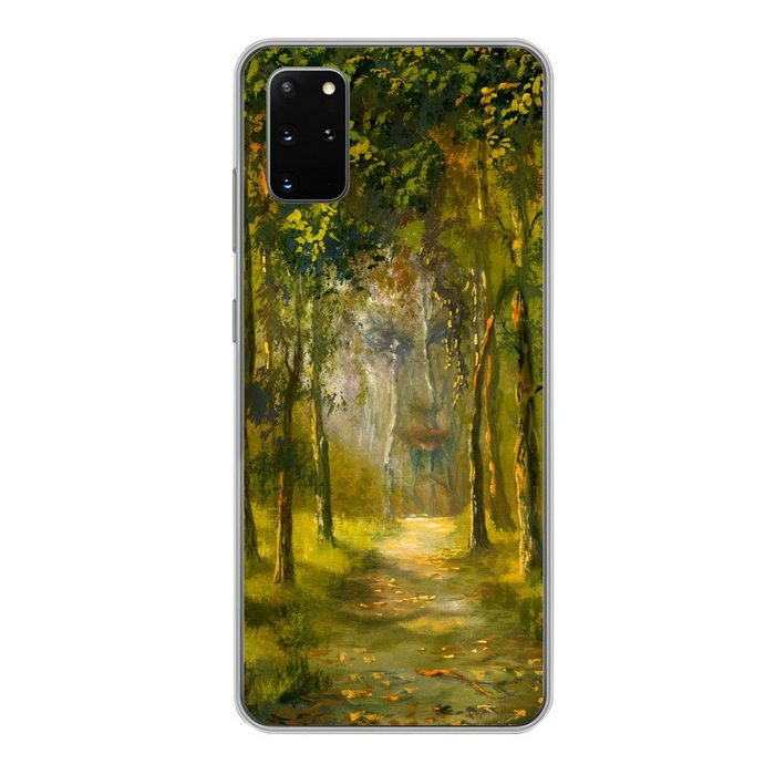 MuchoWow Handyhülle Eine Illustration eines Weges durch den Wald Phone Case Handyhülle Samsung Galaxy S20 Plus Silikon Schutzhülle