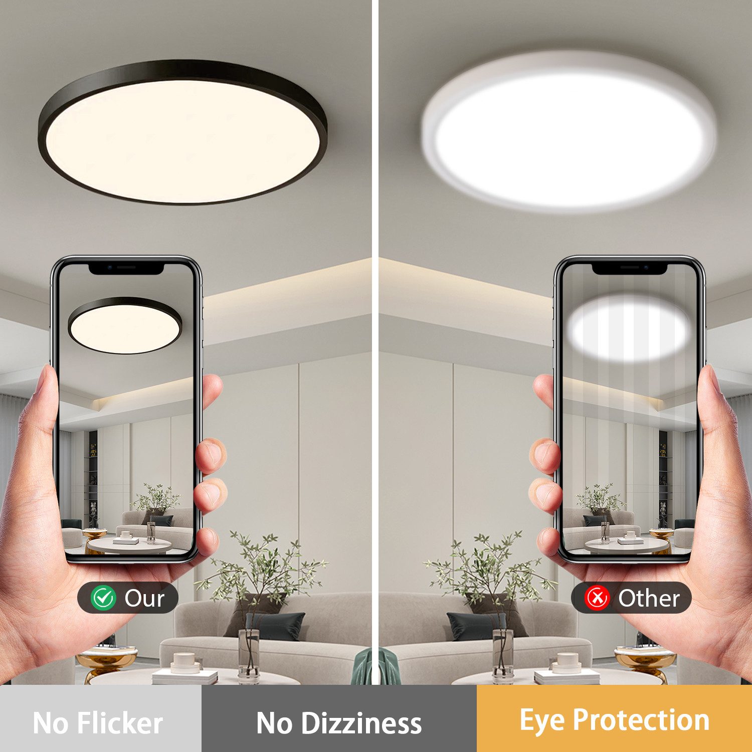 JDONG LED Deckenleuchte Flach Rund Ø23CM/30CM/40CM/50CM/60CM Deckenlampe, Rund Flach, 4000K Neutralweiß, Lamp für Wohnzimmer Schlafzimmer Küche Balkon Büro Flur