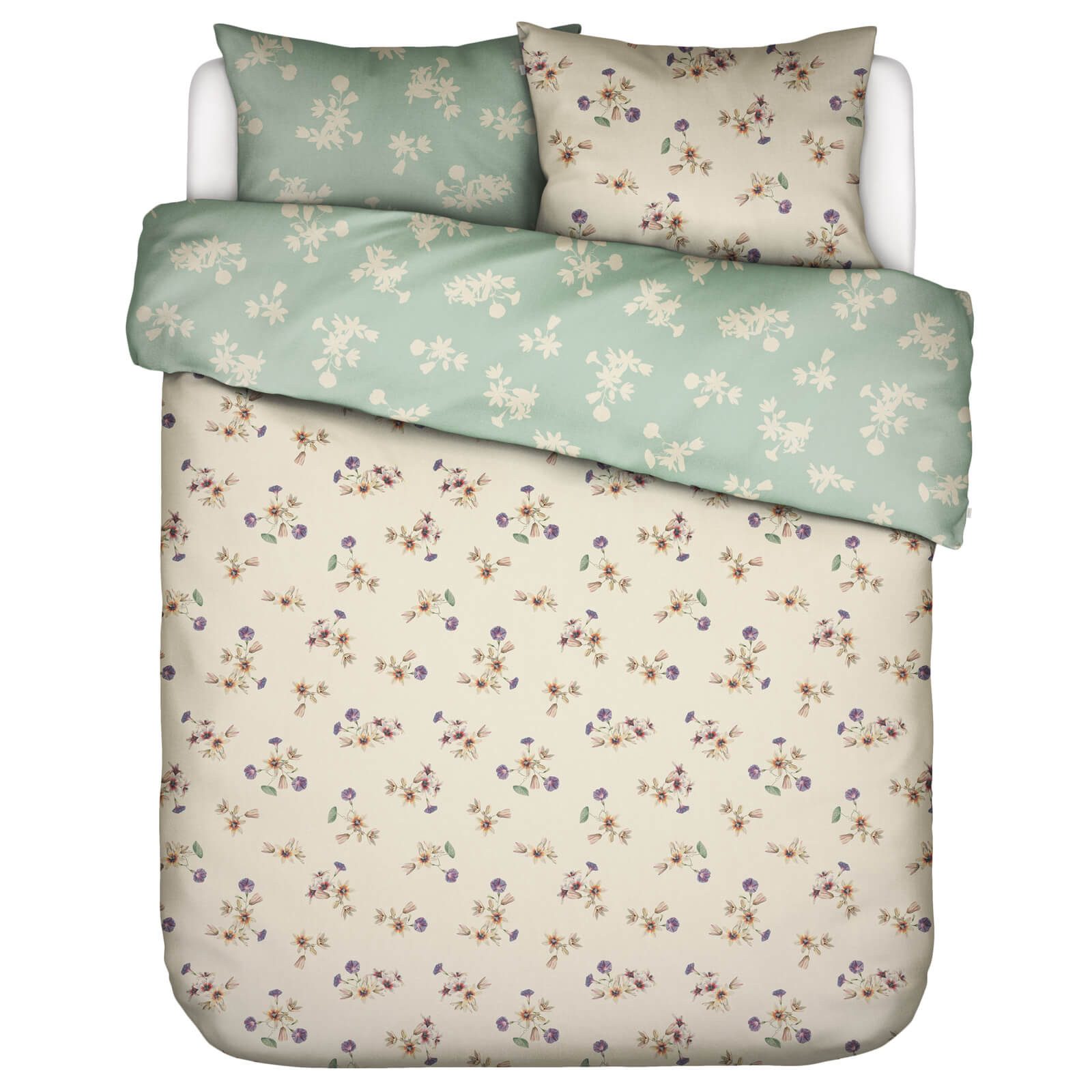 Essenza Bettwäsche Fiora Vanille, Satin, 2 teilig, Blumen, Wendeoptik