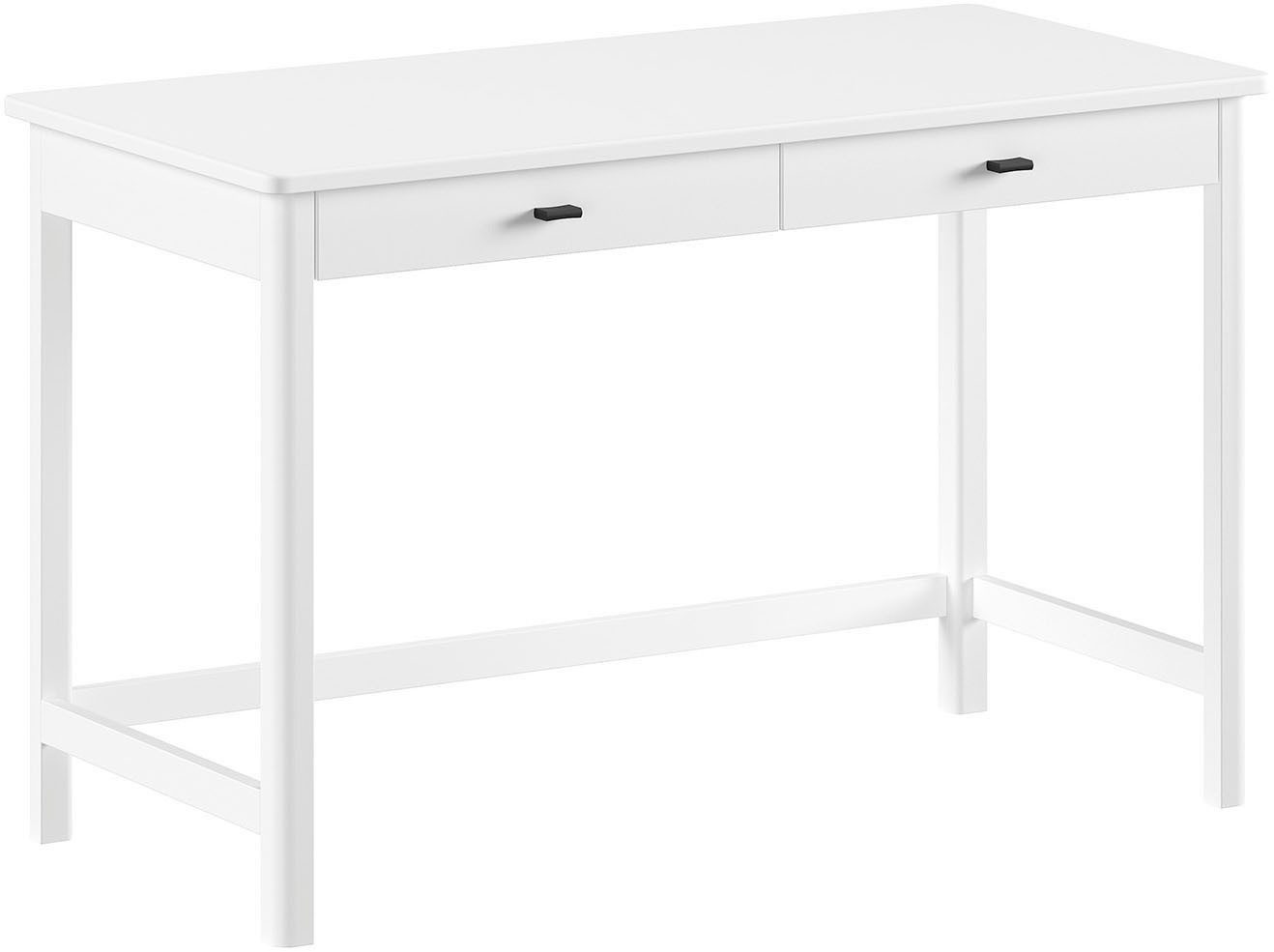 Home affaire Schreibtisch Schreibtisch Forrest aus Massivholz, Made in Europe, zeitloses Design (B/H/T ca. 120x77x60 cm, in zwei Ausführungen erhältlich), mit 2 Schubladen (Soft-Close), stabil und standfest gebaut