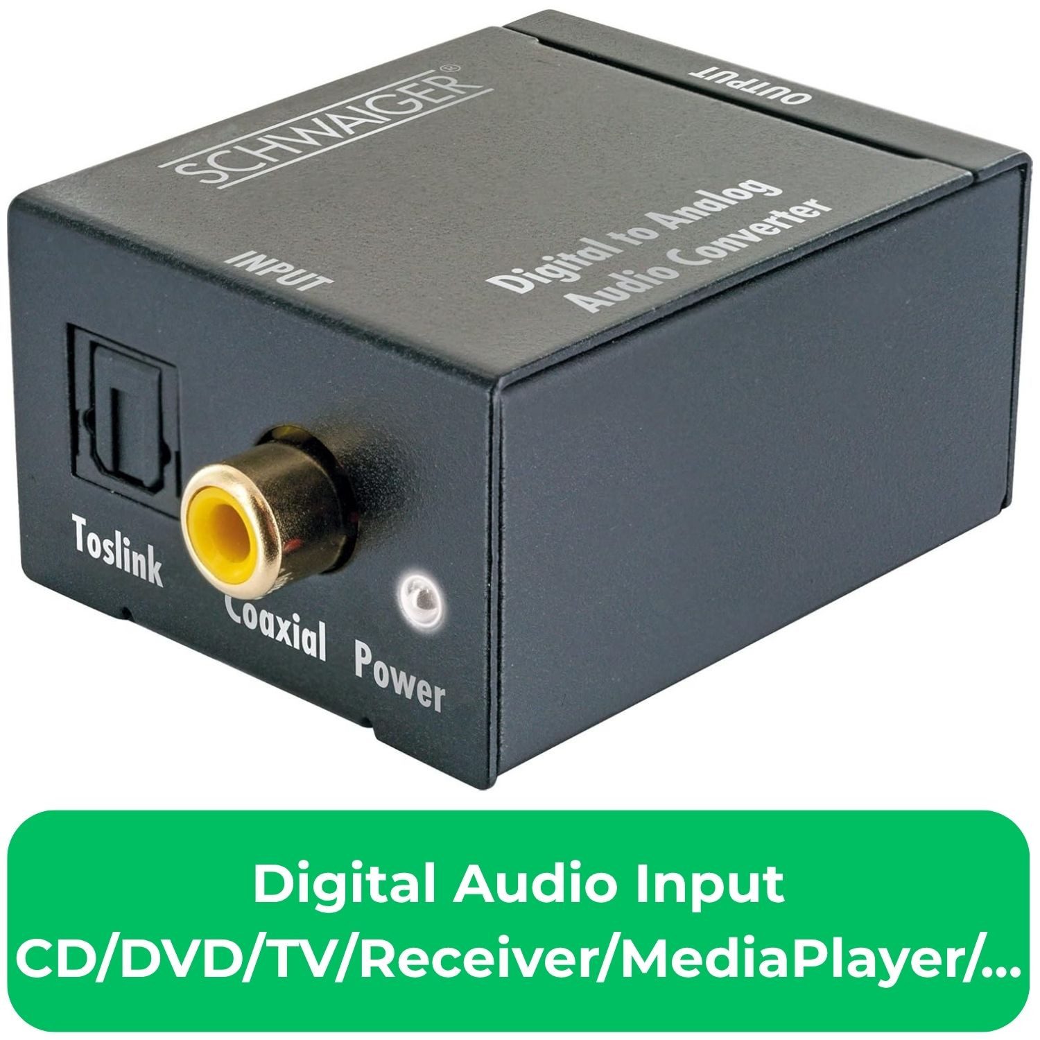 Schwaiger DAC Audio Konverter Adapter Box Gerät Wandler Audio-Adapter zu Koaxial RCA, Cinch, Toslink, 100 cm, Digital Koax Toslink optisch auf Analog Cinch 2x R – Bild 5 von 5