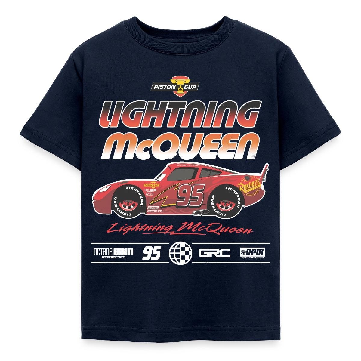 Spreadshirt T-Shirt Cars Lightning McQueen Piston Cup Profil Kinder T-Shirt (1-tlg) Fällt klein aus. Wir empfehlen, eine Größe größer zu bestellen.