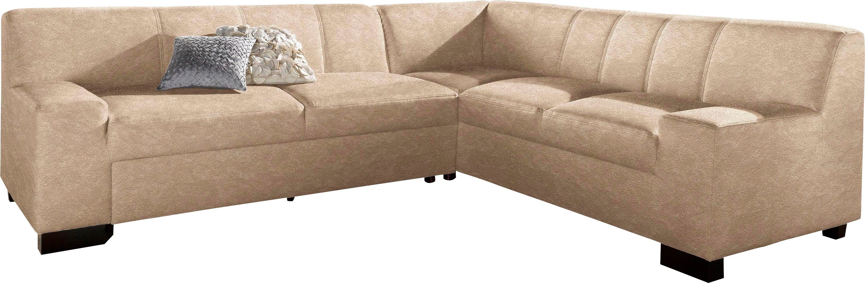 DOMO collection Ecksofa Norma, moderne Armlehnen, zeitlos und elegant, Breite 247cm, L-Form, wahlweise mit Bettfunktion