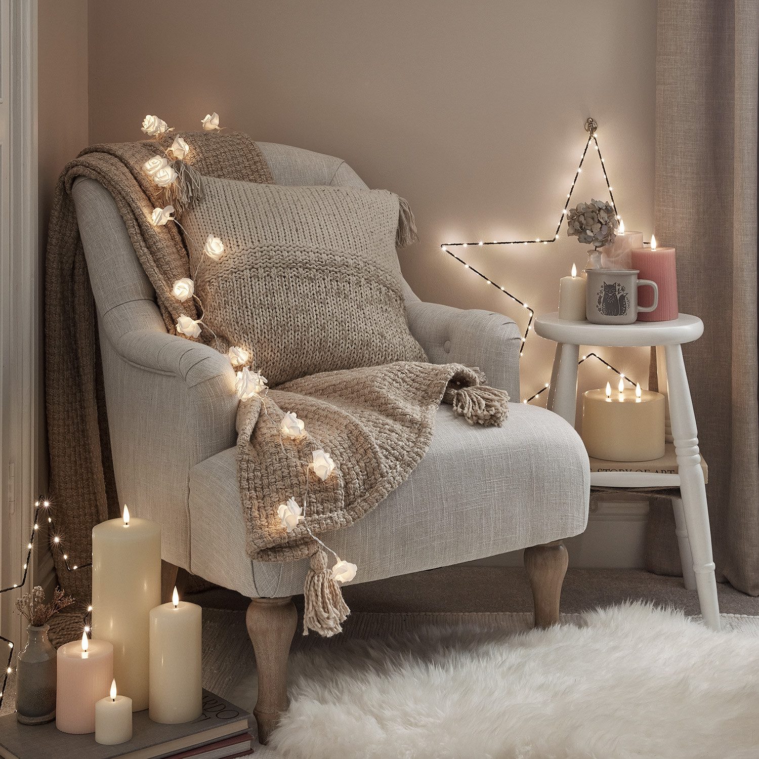 Lights4fun LED-Lichterkette 20er LED Rosen Lichterkette warmweiß batteriebetrieben
