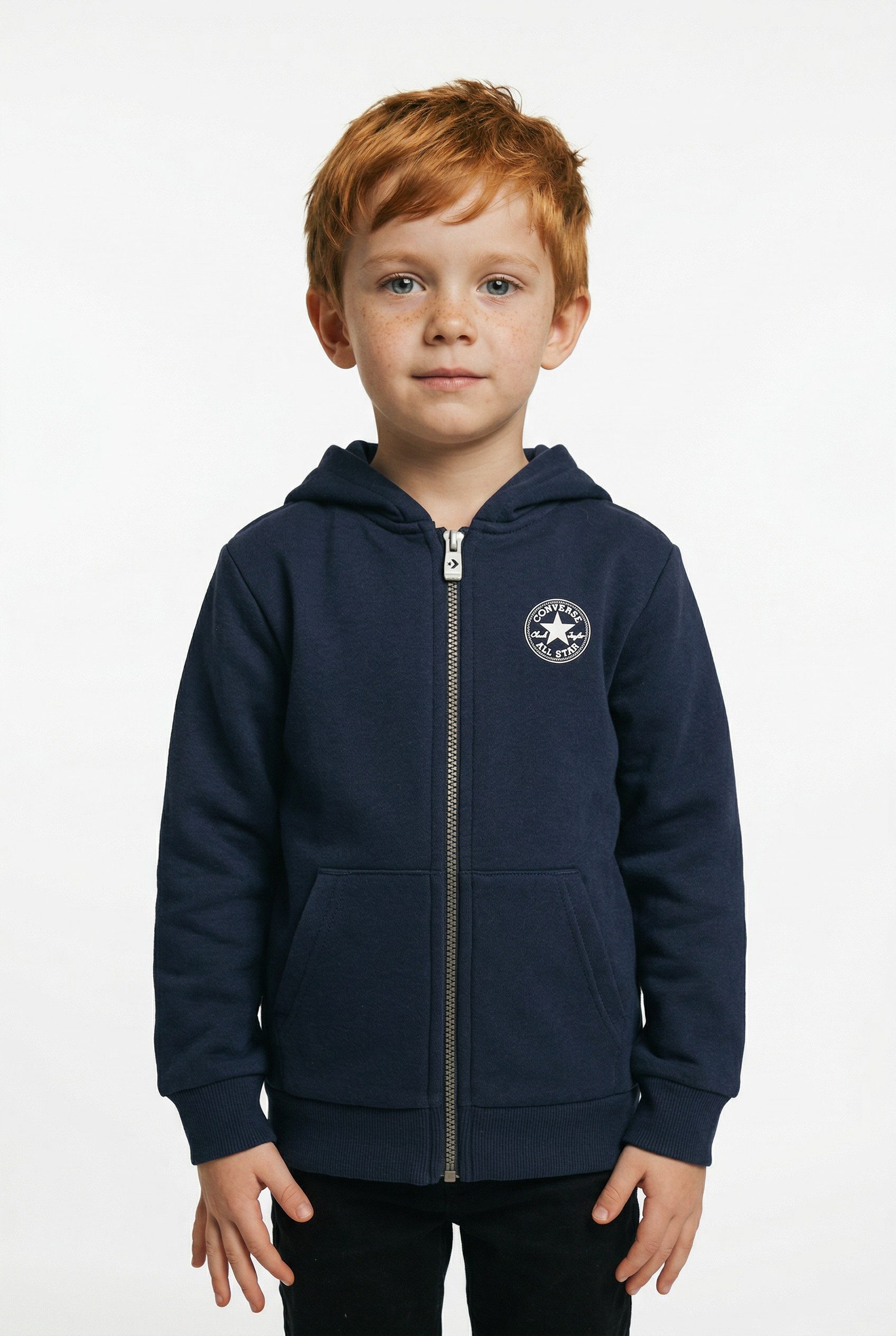 Converse Kapuzensweatjacke CNVB FLEECE CTP CHEST CORE FZ für Kinder geeignet, mit Kapuze, Langarm, aus Baumwolle und Polyester