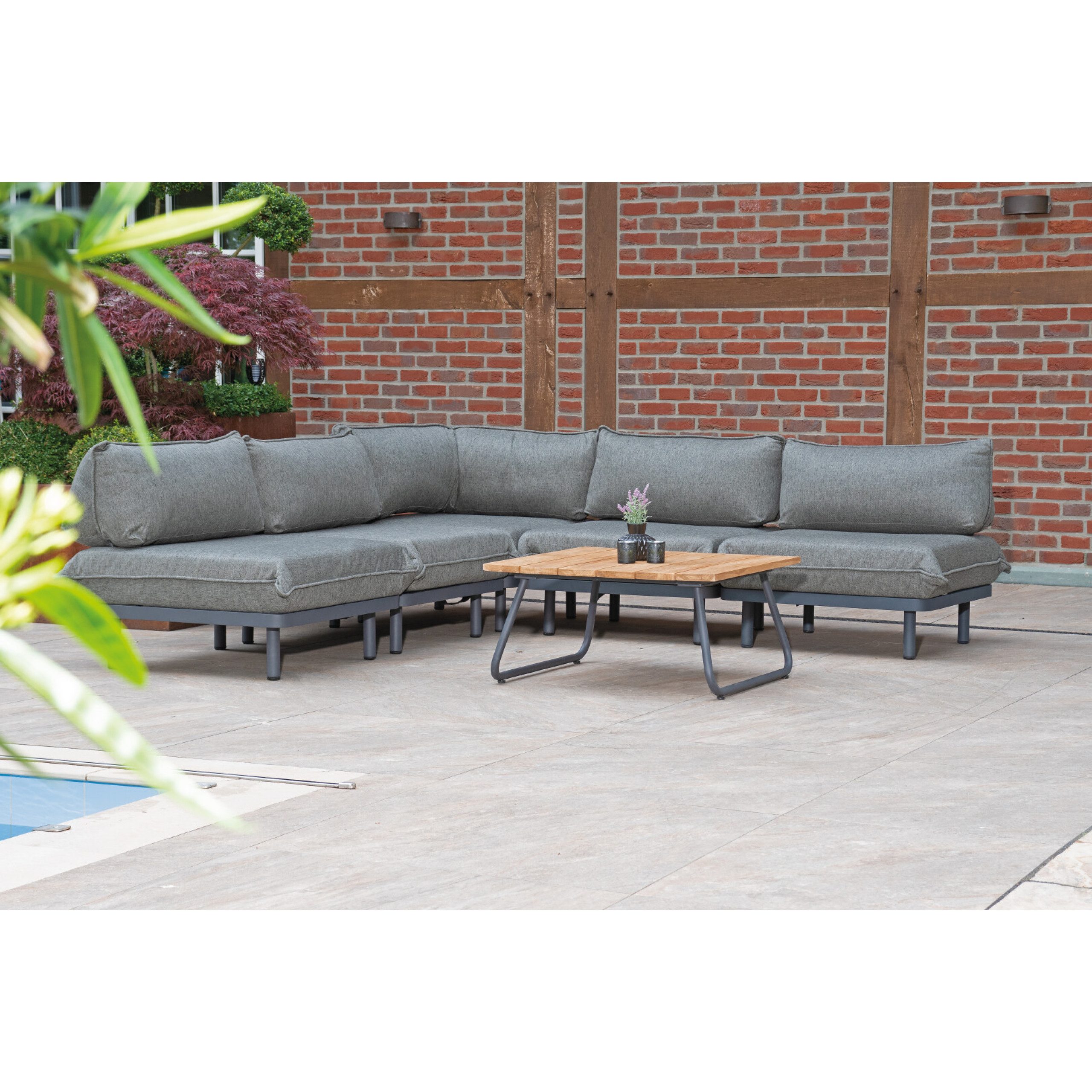 SonnenPartner Gartenlounge-Sessel Sonnenpartner 2x Lounge-Eckmodul Lafayette Aluminium anthrazit
