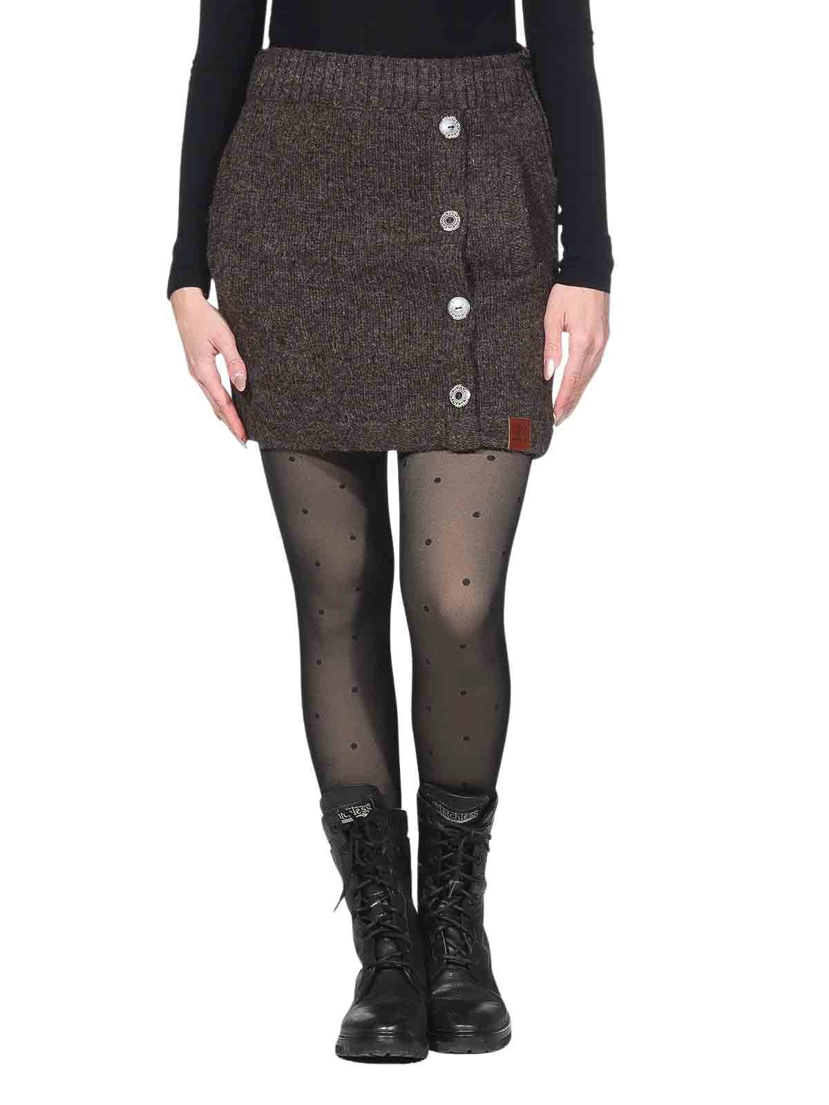 KUNST UND MAGIE Strickrock Strickrock kurzer Rock mit klassischem Muster Wolle gefüttert Boho