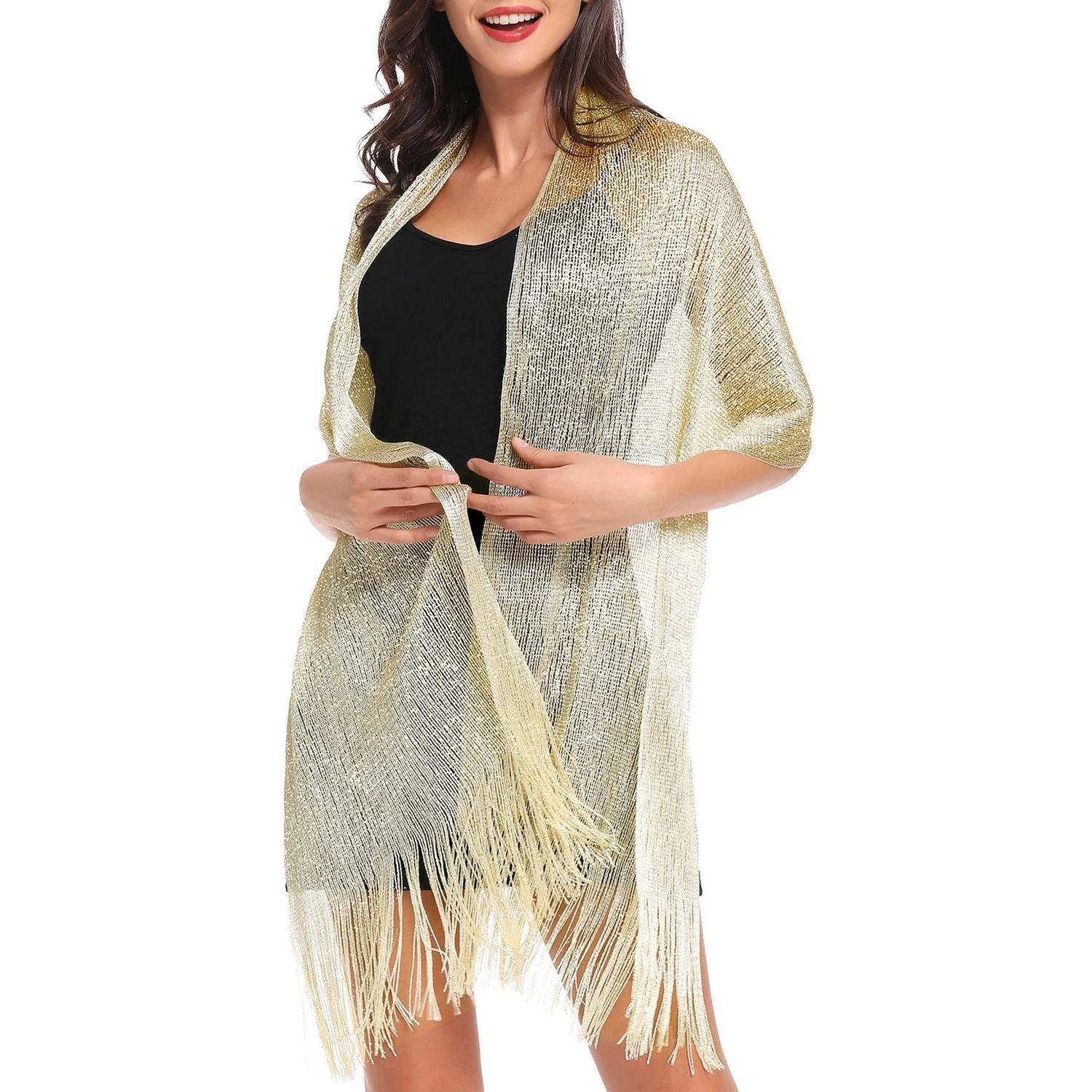 LuxusKollektion Modetuch Abendkleid Schal Champagner Gold, (1-St)