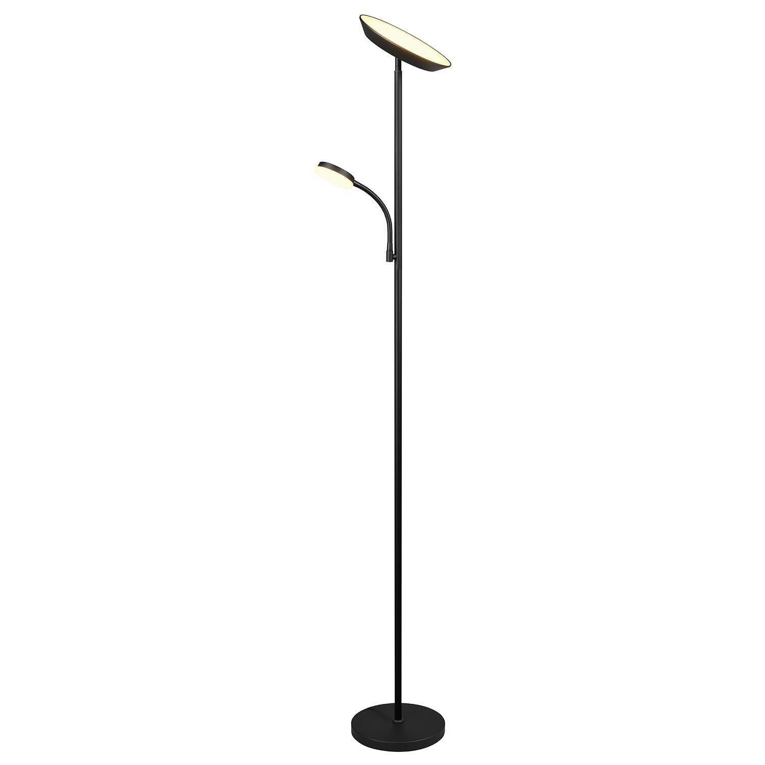 LED Deckenfluter SPECTER, Ø 25 x H 178 cm, 2-flammig, Schwarz, Anpassung der Farbtemperatur, Dimmfunktion, LED fest integriert, Extra-Warmweiß, Neutralweiß, Tageslichtweiß, Metall, Touchsensor