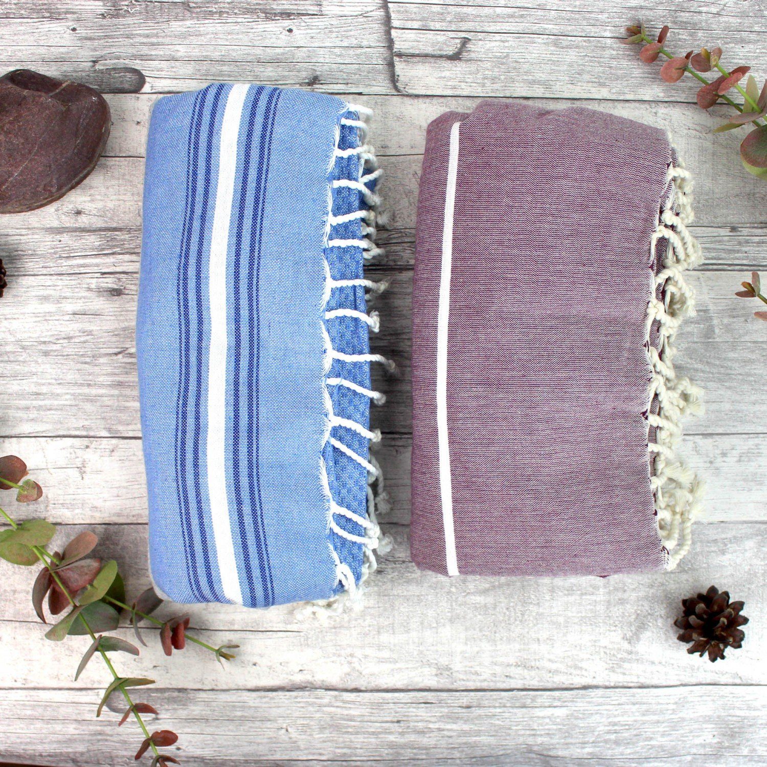 mitienda Hamamtuch Handtuch Fouta violett 100% Baumwolle, Tunesien, Frottier