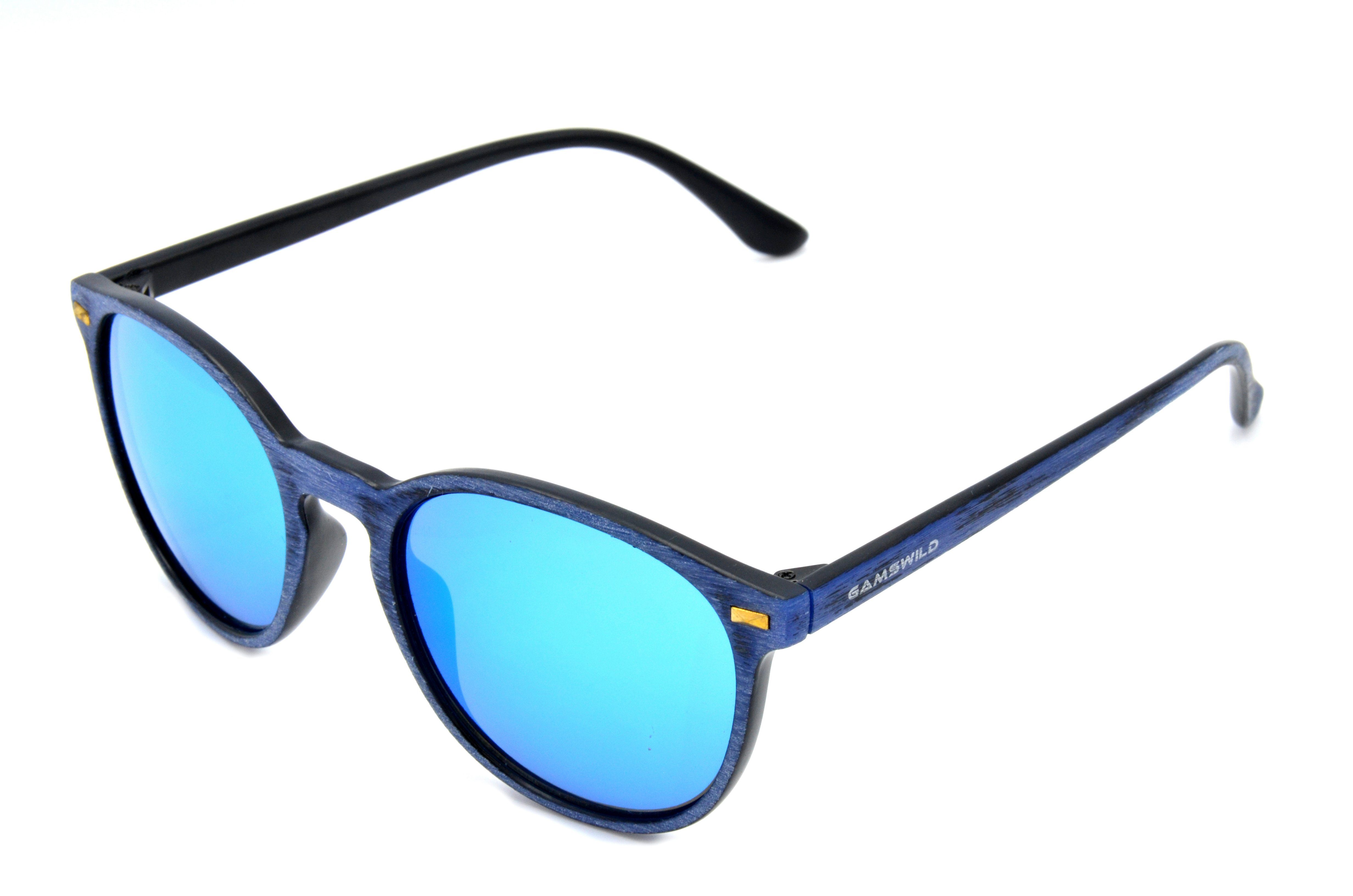 Gamswild Sonnenbrille WM1020 WM1122 GAMSSTYLE Mode Brille Damen Herren Unisex Holzoptik blau
