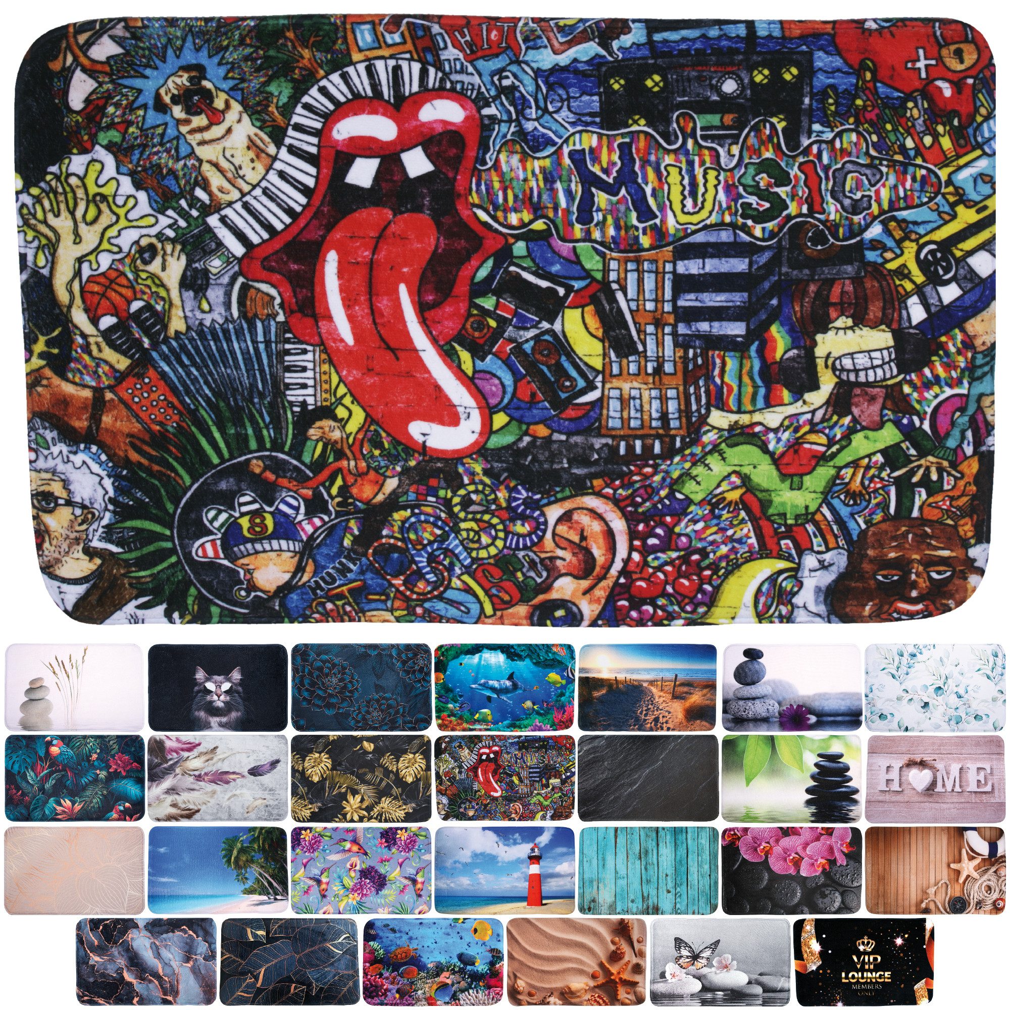 Sanilo Badematte mit Motiv, viele schöne Badteppiche zur Auswahl, rutschhemmend beschichtet, waschbar, schnelltrocknend, Polyester, rechteckig, sehr weich, hochwertig & modern, 50 x 80 cm oder 70 x 110 cm