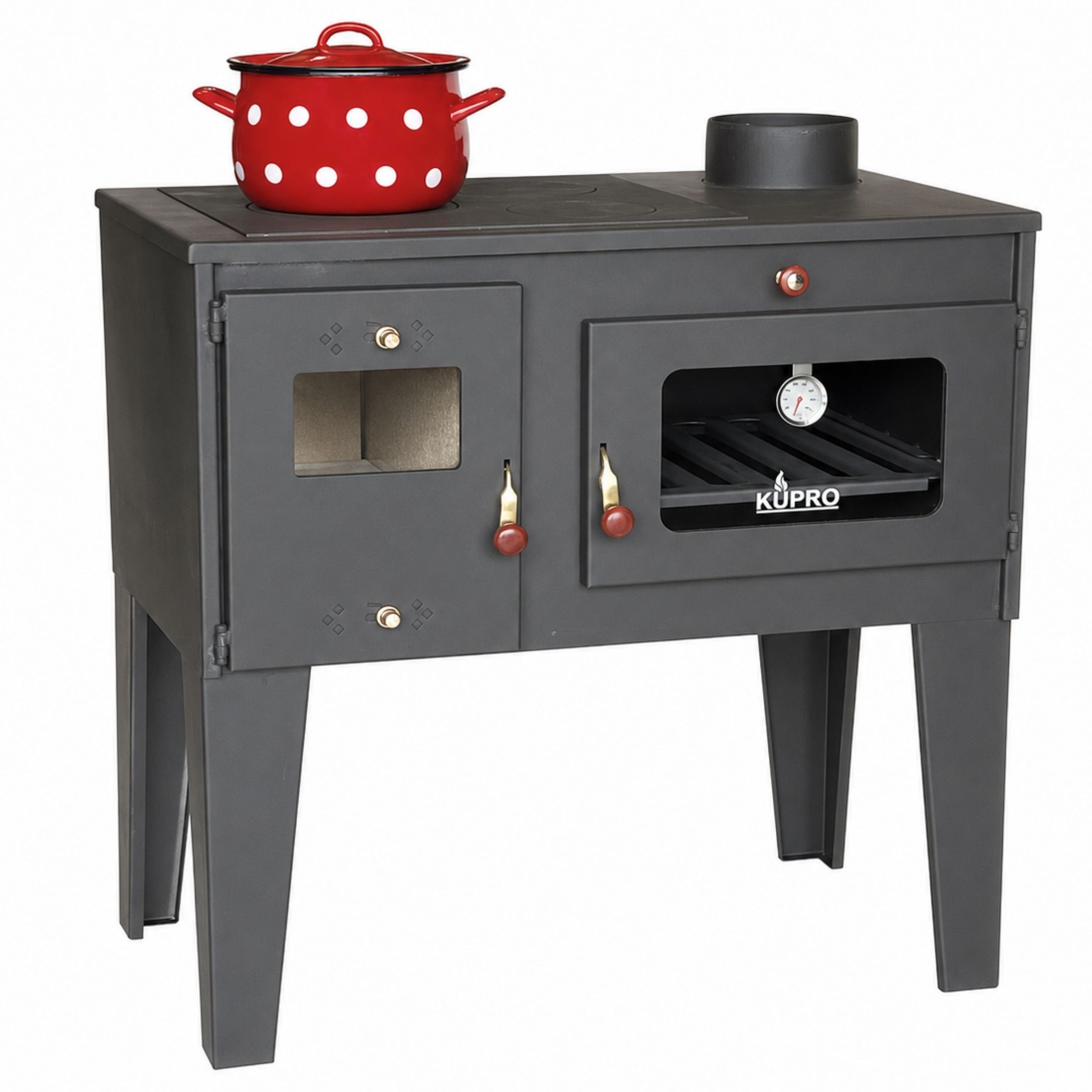 Kupro Email Ltd Kaminofen Kaminofen mit Backfach und Herdplatte Alegra Mehrfachbelegung Holz