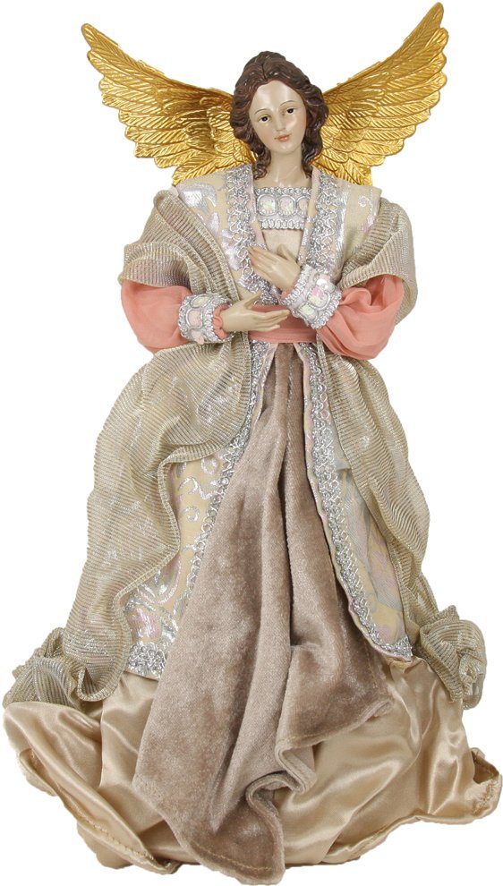 Engelfigur Engel mit Stoffkleid, rose 35 cm