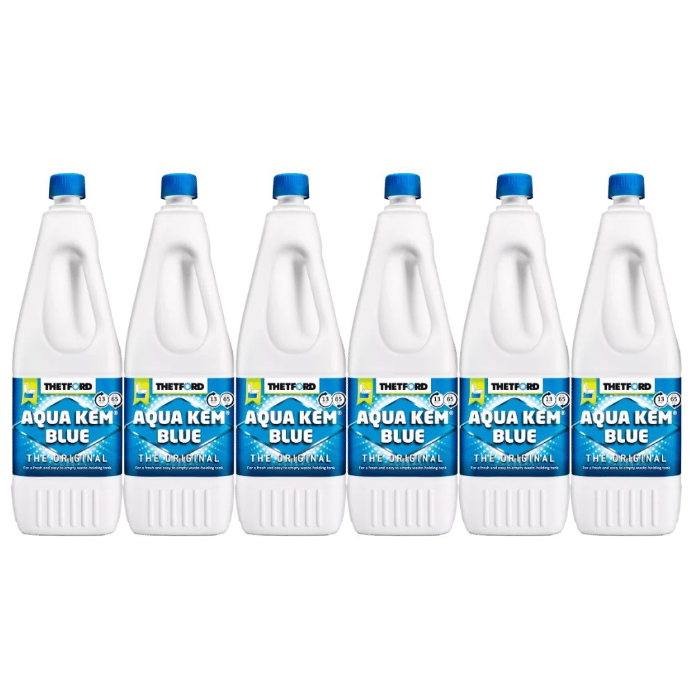 THETFORD Thetford Aqua Kem Blue 2 Liter Toilettenreiniger Sanitärflüssigkeit WC-Reiniger (Set, [6-St. 2 Liter Flasche Sanitärflüssigkeit für die Toilette Thetford, Aqua Kem Blue, 2 Liter, Für Campingtoiletten)