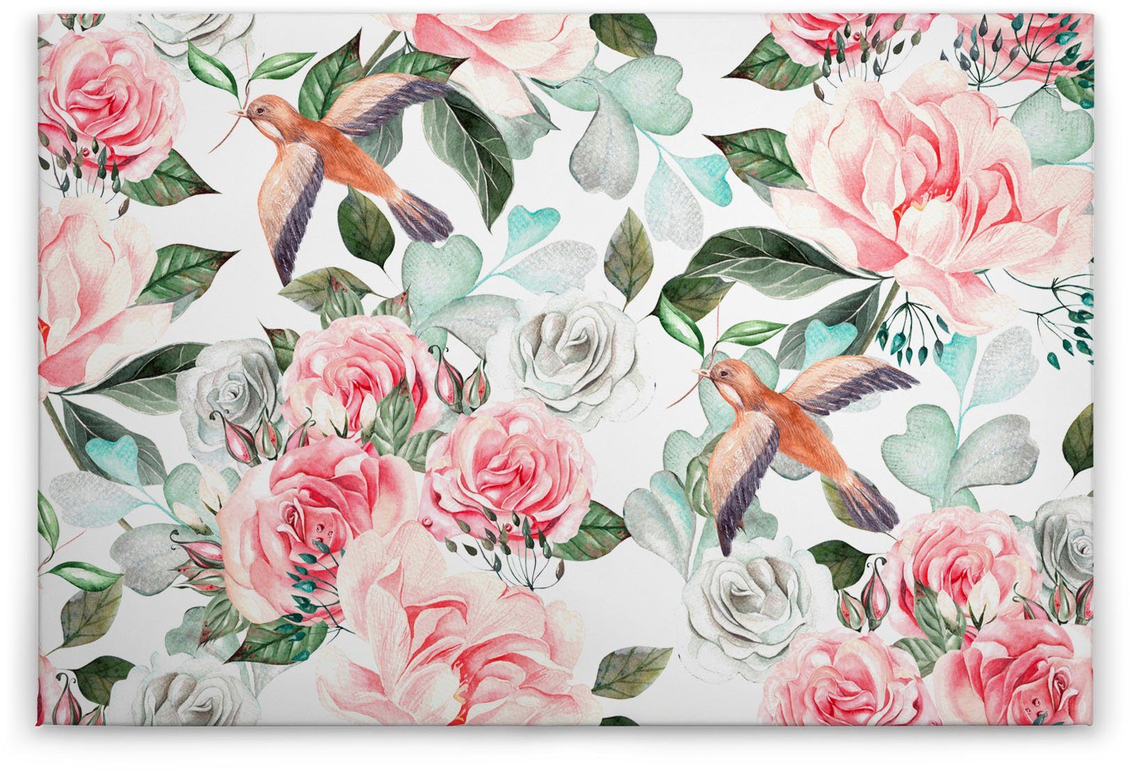 A.S. Création Leinwandbild Paradise, Blumen, Kinder, Kunst (1 St), Landhaus Keilrahmen Blumen Rosen Blümchen Leinwand-Bild Wohnzimmer