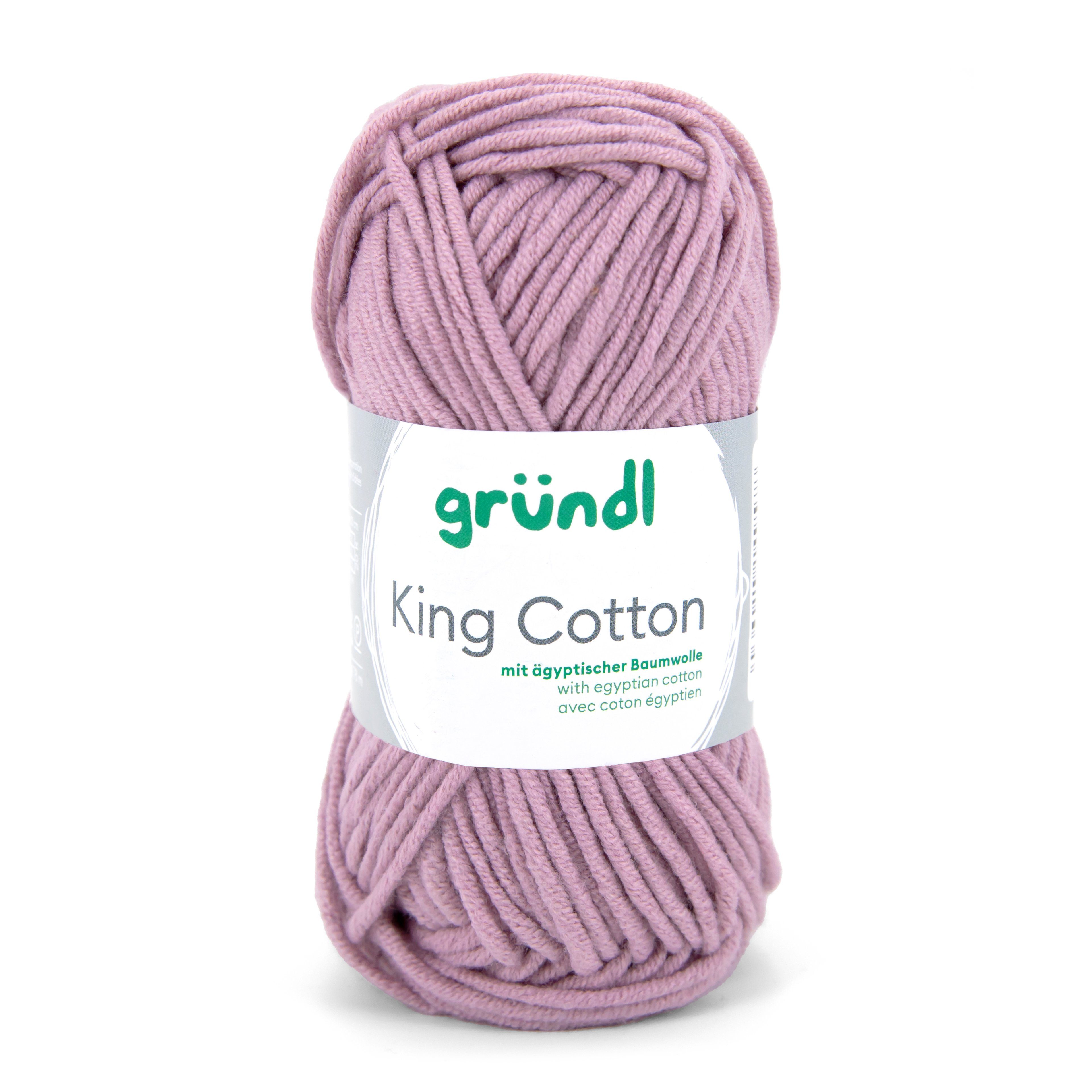 Gründl Wolle King Cotton Baumwollgarn Strickgarn Häkelwolle, 78,00 m (50g Handstrickgarn, Strickwolle, Baumwollmischgarn mit ägyptischer Baumwolle, zum Stricken und Häkeln für Nadelstärke 6 - 7 mm), mit Häkel - Anleitung zum download
