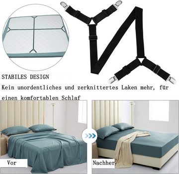 GelldG Verschlussklammer Elastische Bettlakenspanner Bettlakenklammer, Schwarz, 2 Stück