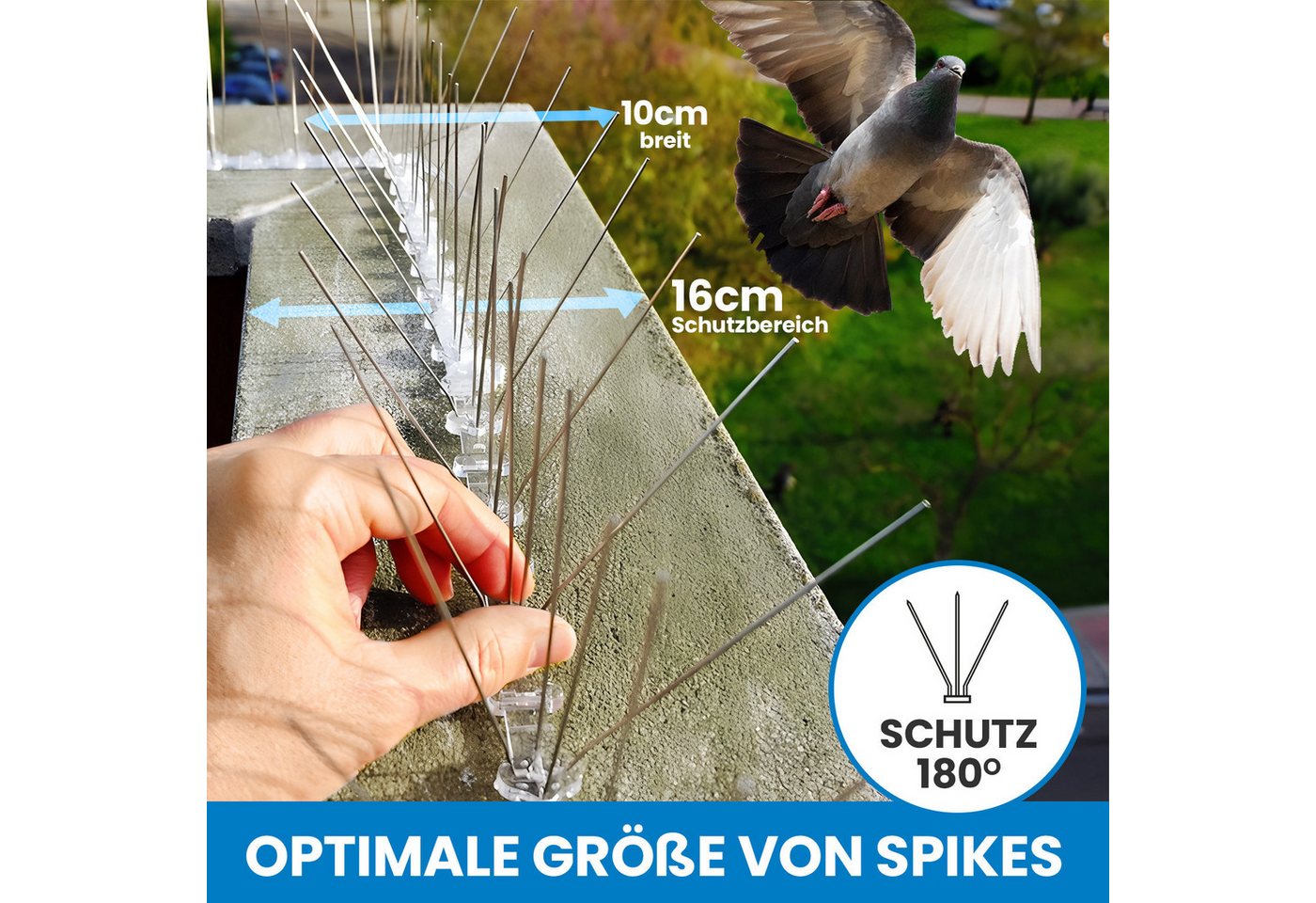 Thumbnail - KONZEPT Taubenspikes Vogelabwehr Spikes aus Edelstahl gegen Tauben, Spatzen, Marder, Katzen, 20-St., länge: 10m, Einfach...
