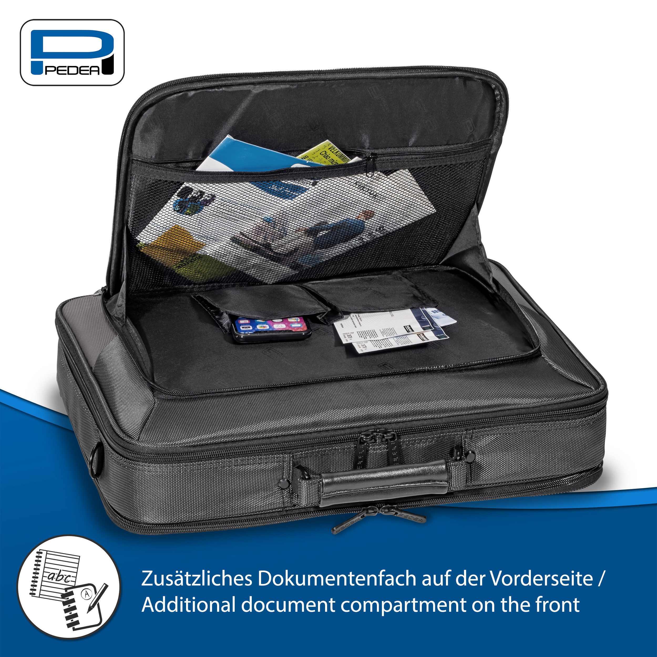 PEDEA Laptoptasche PREMIUM Notebooktasche 13,3 / 15,6 / 17,3 Zoll mit Maus (Set, mit Funkmaus), stabiler Schutzrahmen, dicke Polsterung, wasserabweisende Materialien